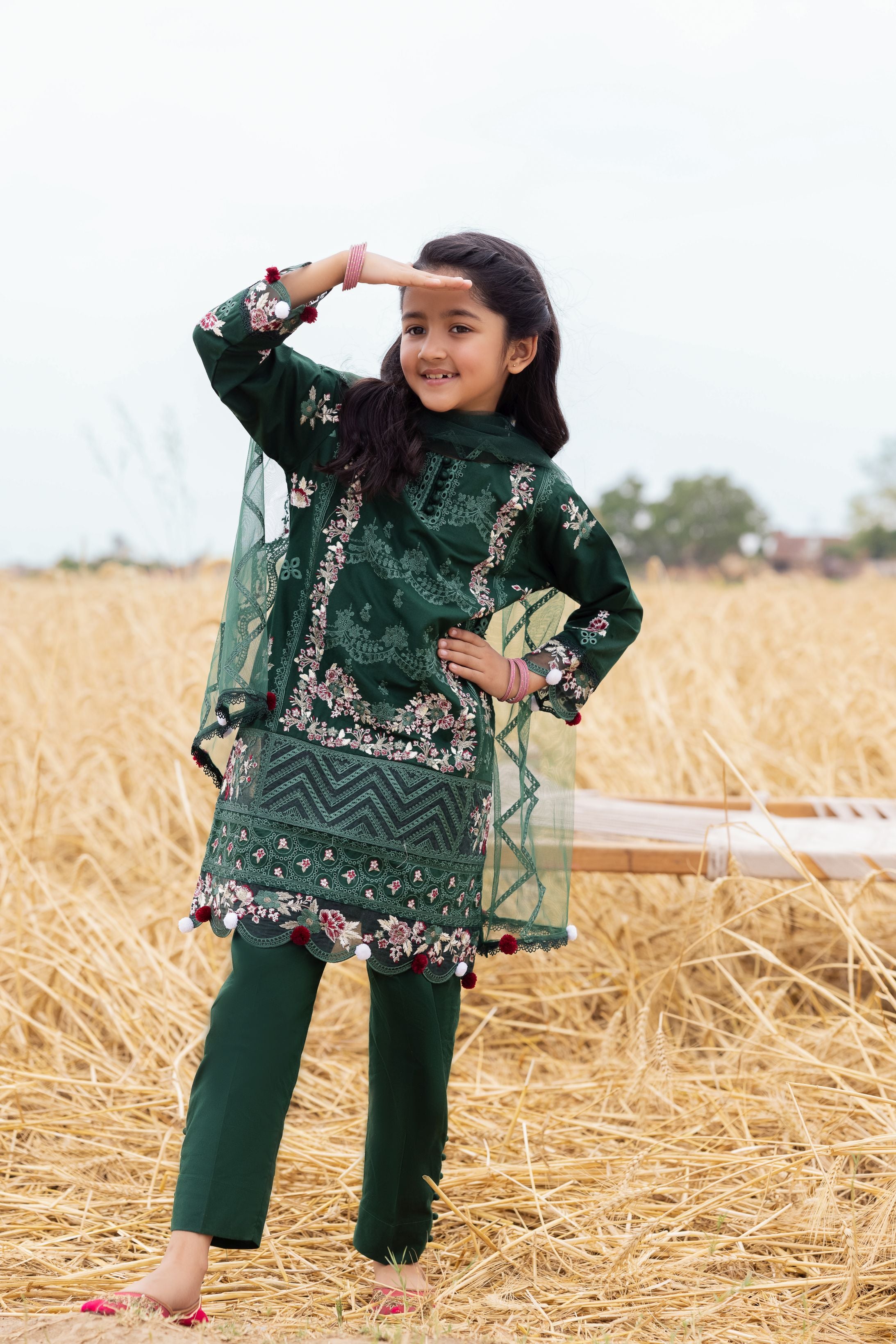 Taaron Jaisi by Mona – Matching Mother Daughter Deep Green Outfits – TJM4