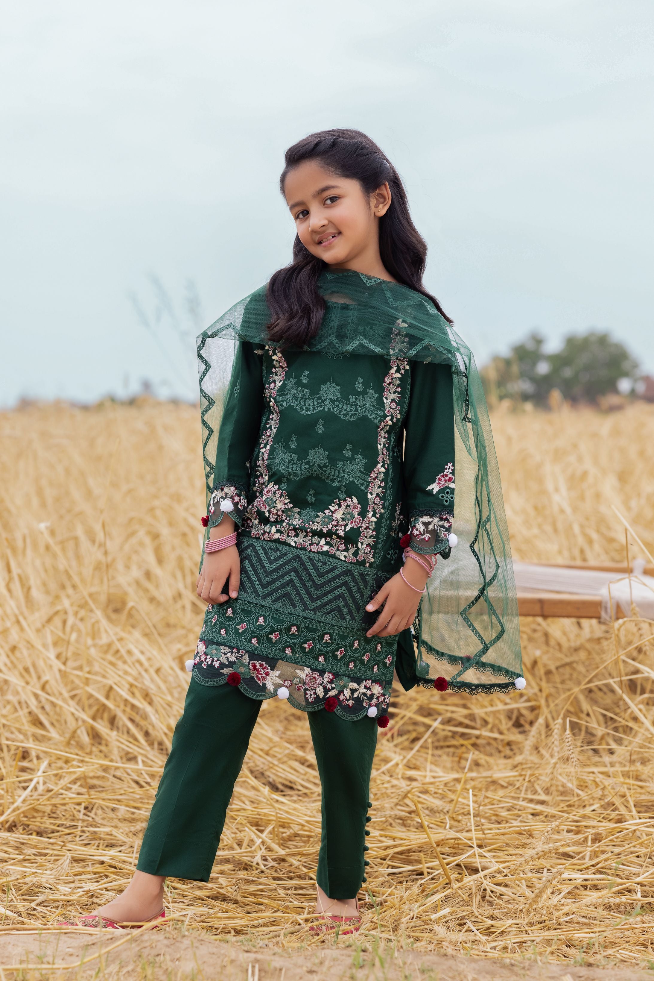 Taaron Jaisi by Mona – Matching Mother Daughter Deep Green Outfits – TJM4