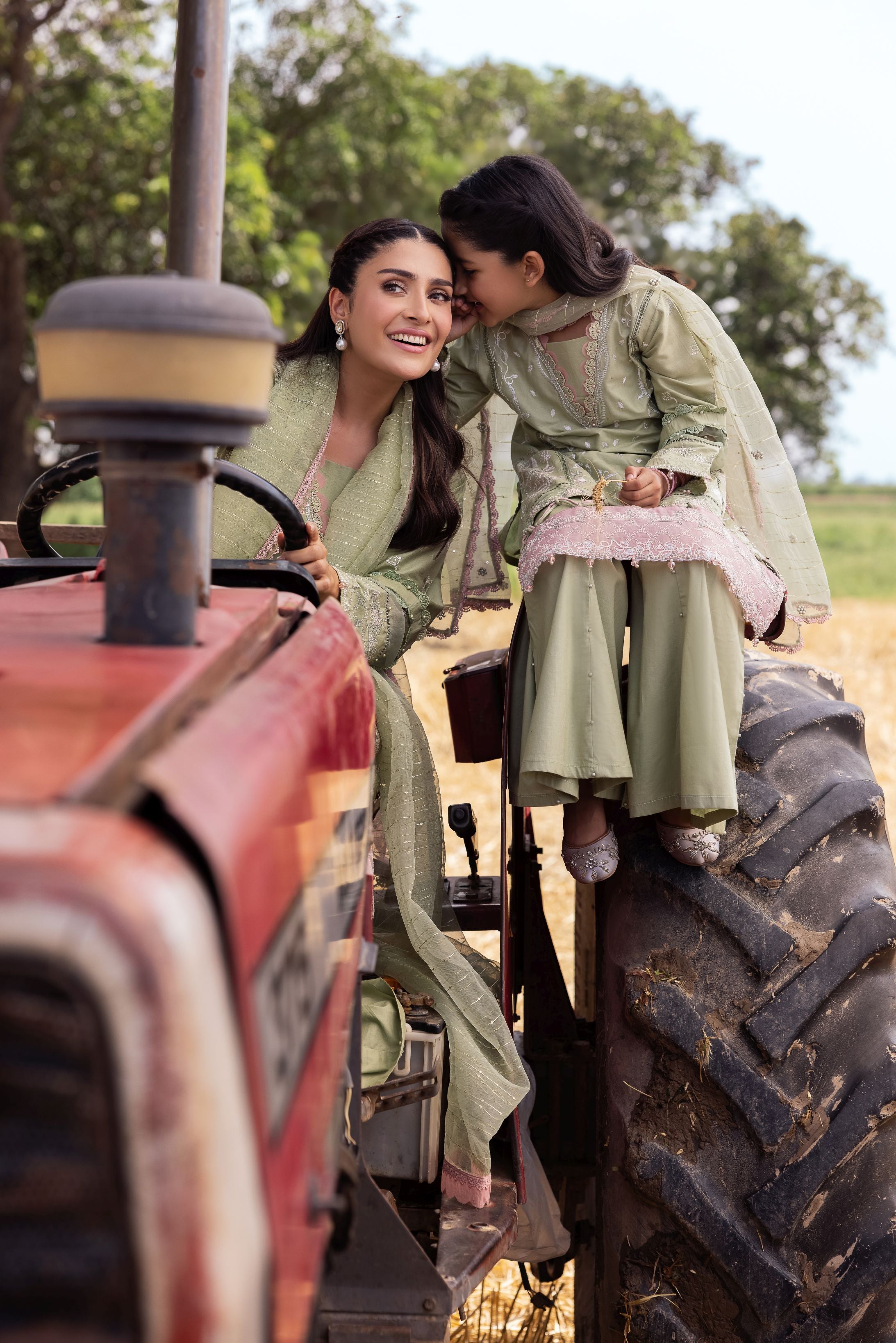 Taaron Jaisi by Mona – Matching Mother Daughter Pastel Green Shararah Outfits – TJM1