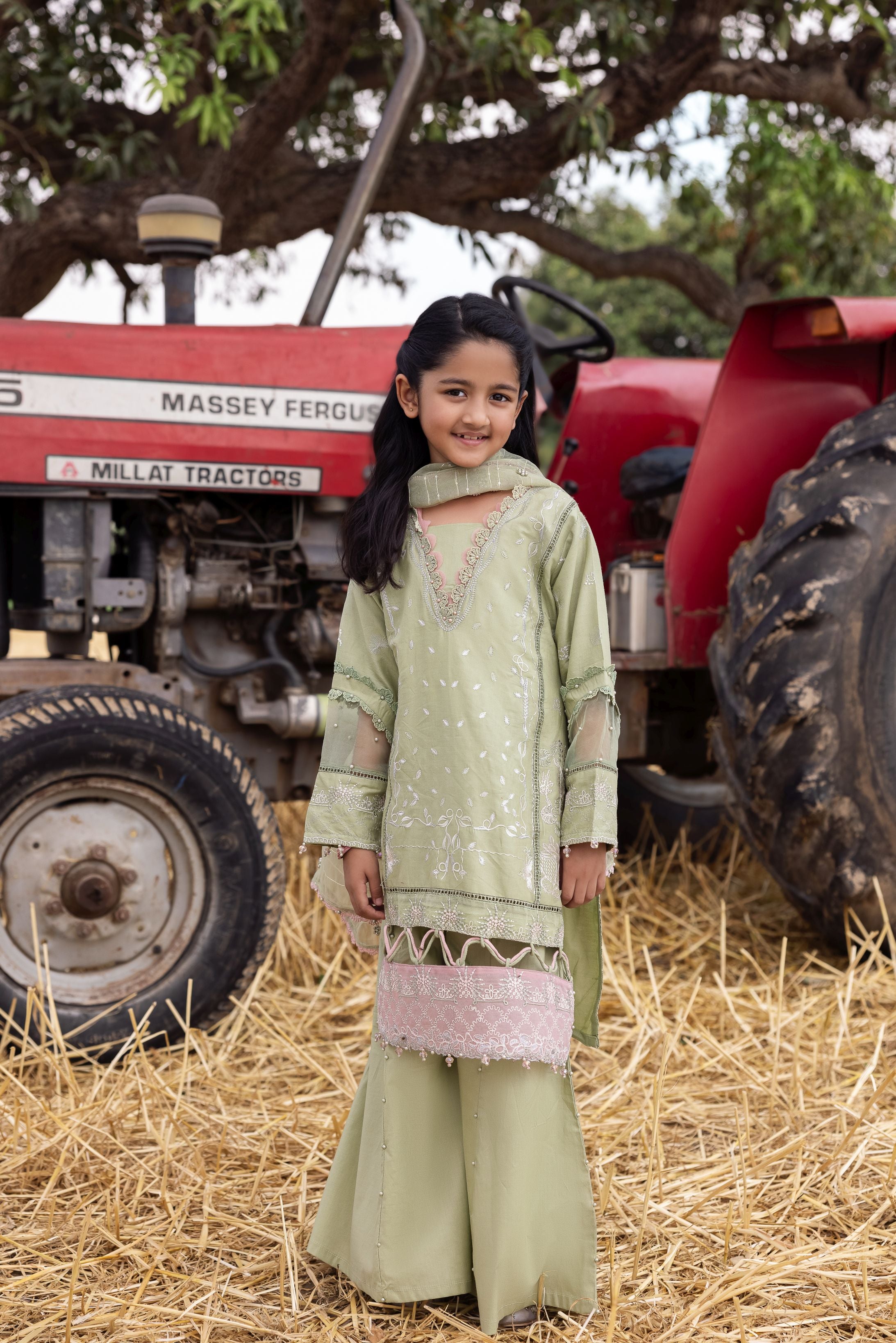 Taaron Jaisi by Mona – Matching Mother Daughter Pastel Green Shararah Outfits – TJM1