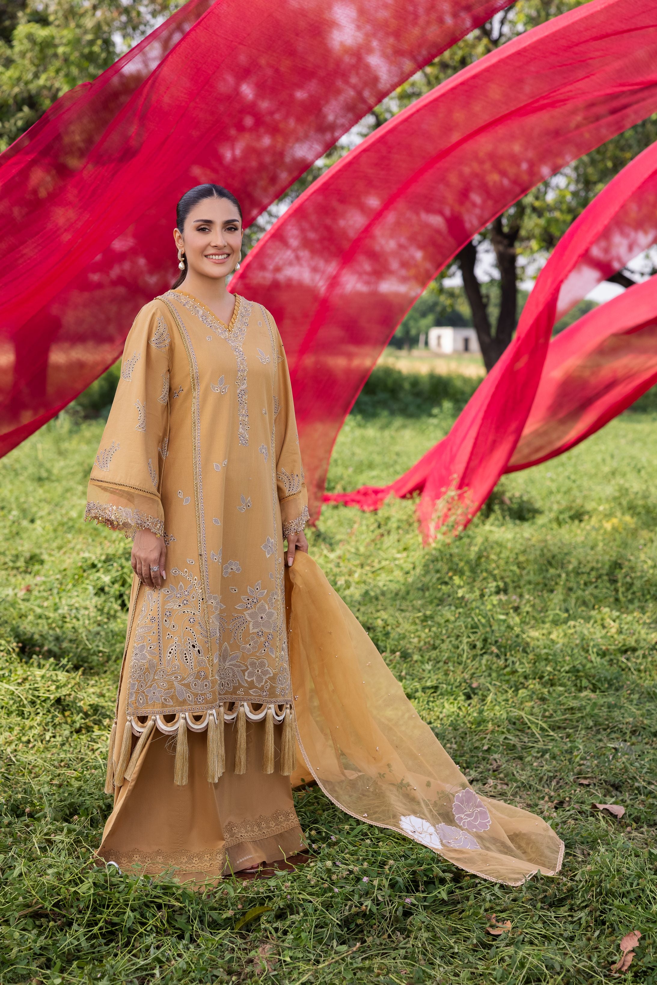 Taaron Jaisi by Mona – Matching Mother Daughter Mustard Shararah Outfits – TJM2