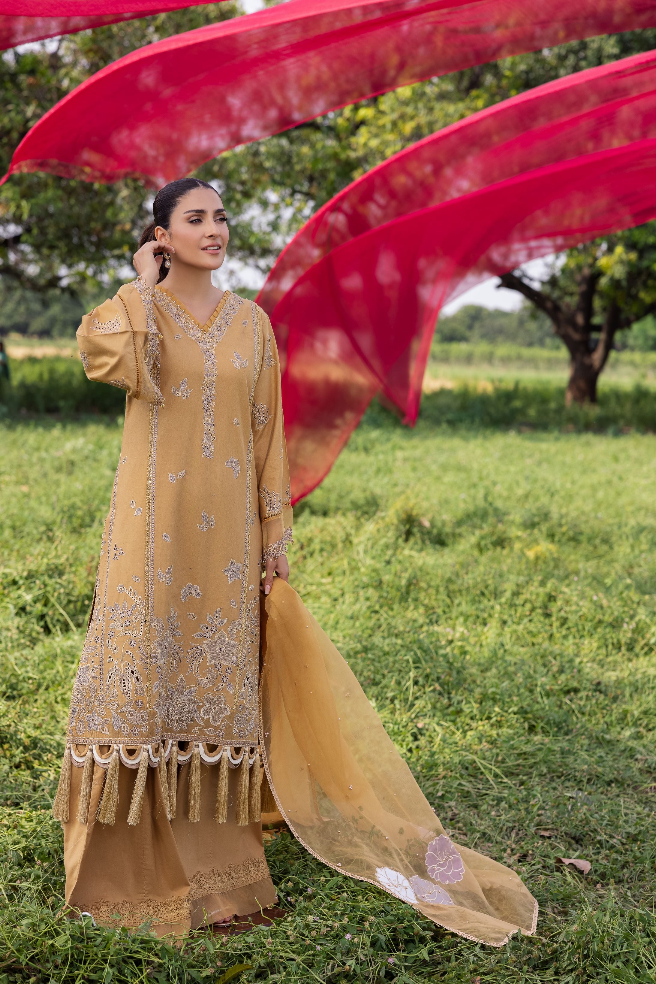 Taaron Jaisi by Mona – Matching Mother Daughter Mustard Shararah Outfits – TJM2