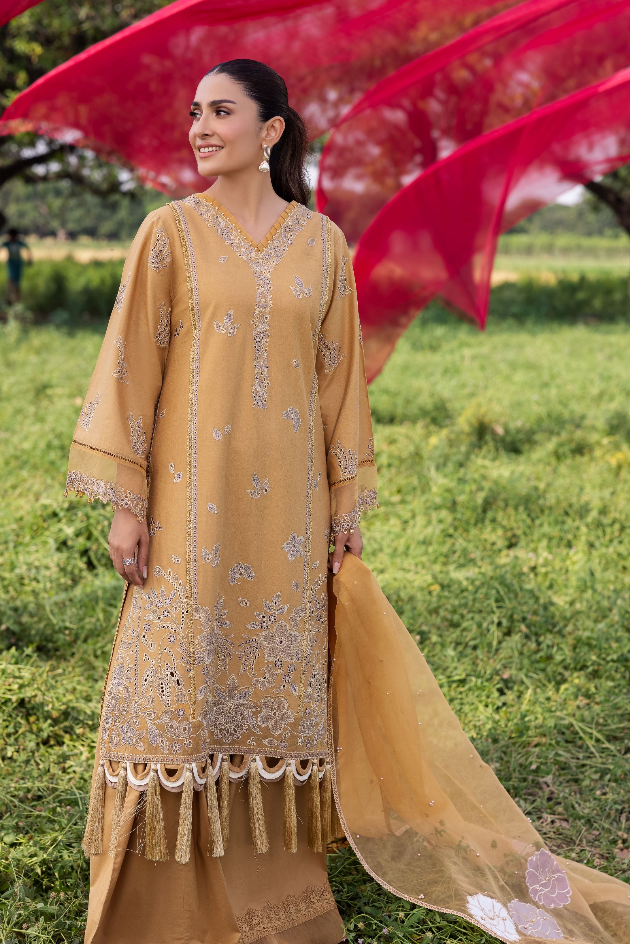 Taaron Jaisi by Mona – Matching Mother Daughter Mustard Shararah Outfits – TJM2