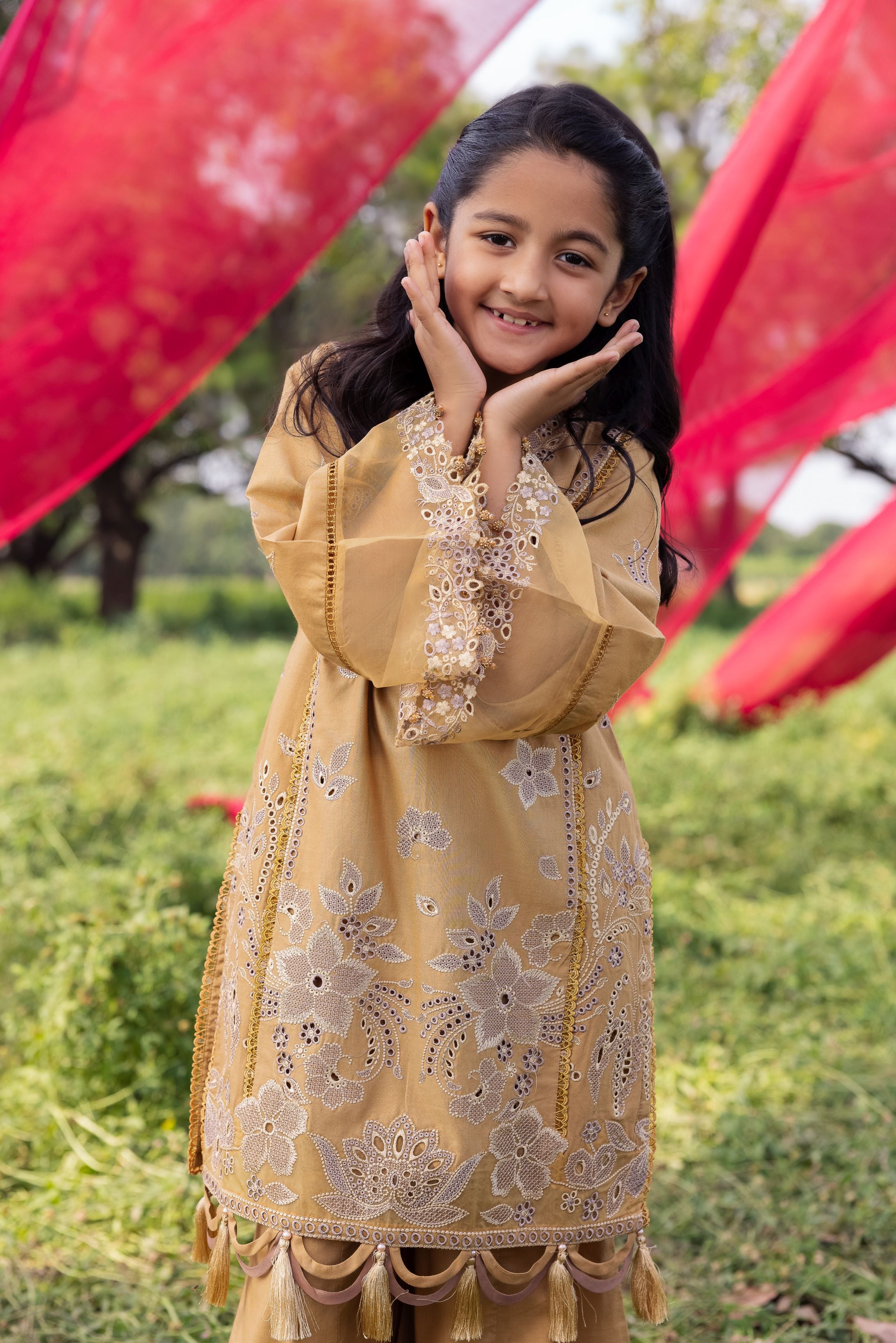 Taaron Jaisi by Mona – Matching Mother Daughter Mustard Shararah Outfits – TJM2