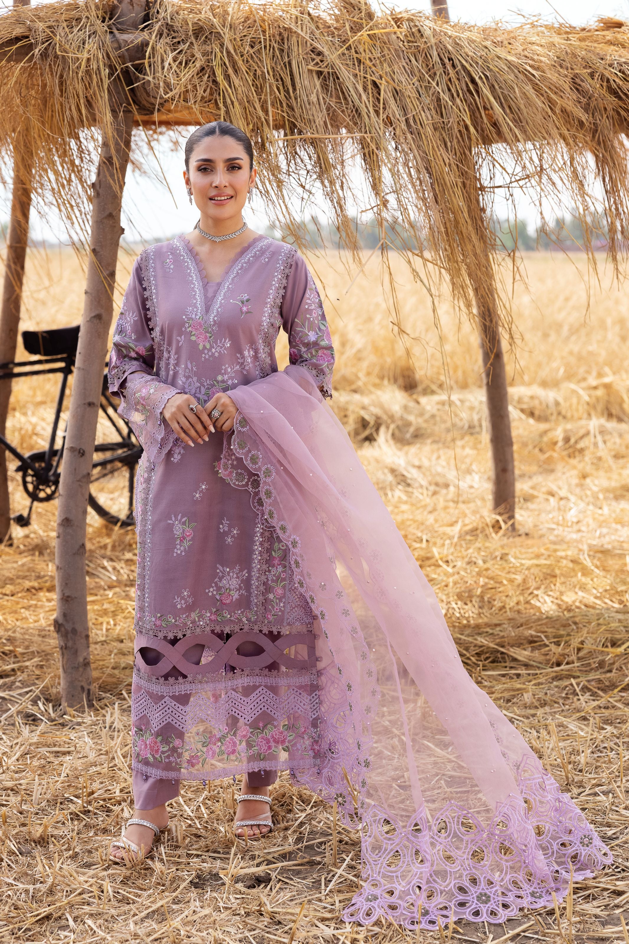 Taaron Jaisi by Mona – Matching Mother Daughter Lavender Cutwork Outfits – TJM5