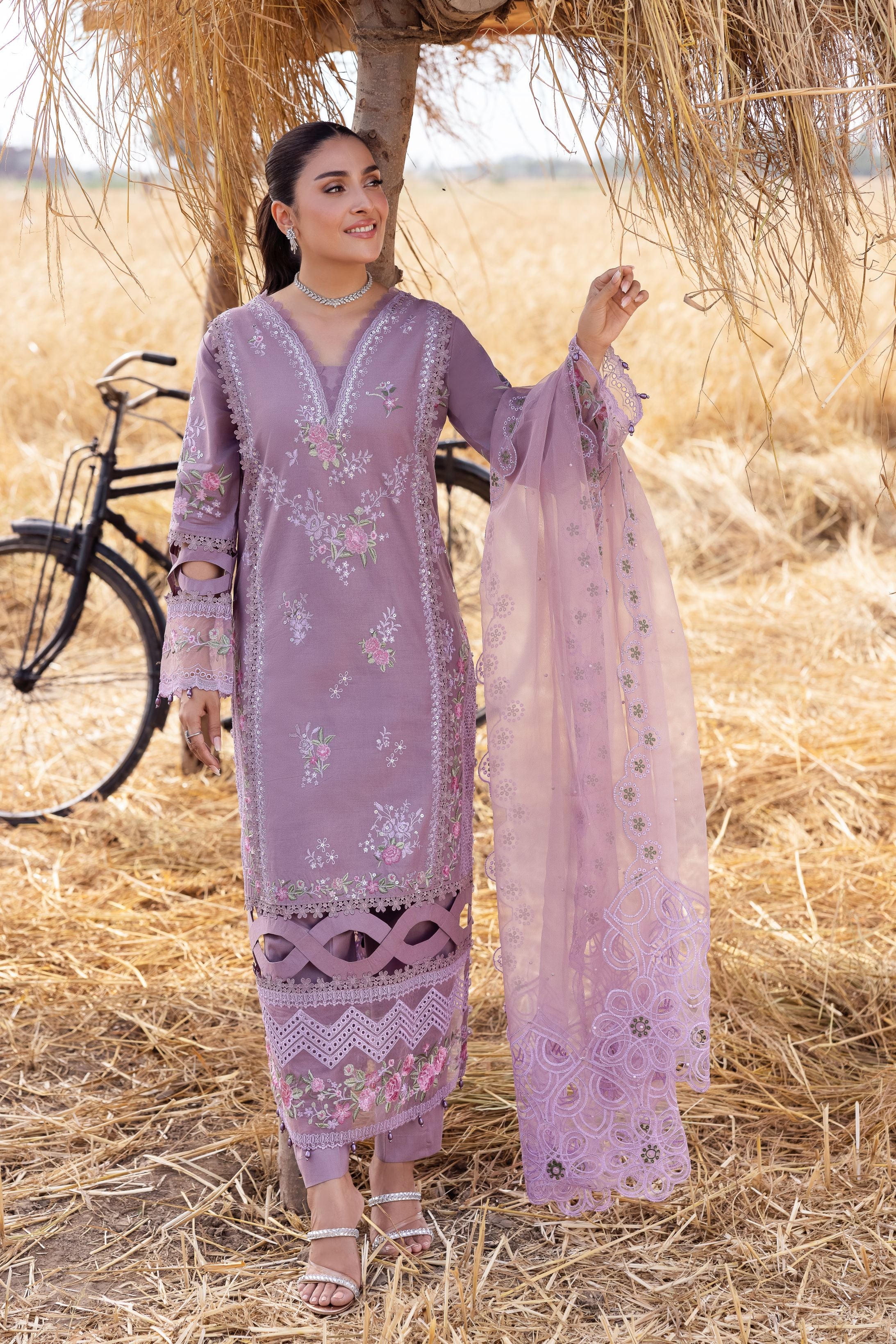 Taaron Jaisi by Mona – Matching Mother Daughter Lavender Cutwork Outfits – TJM5