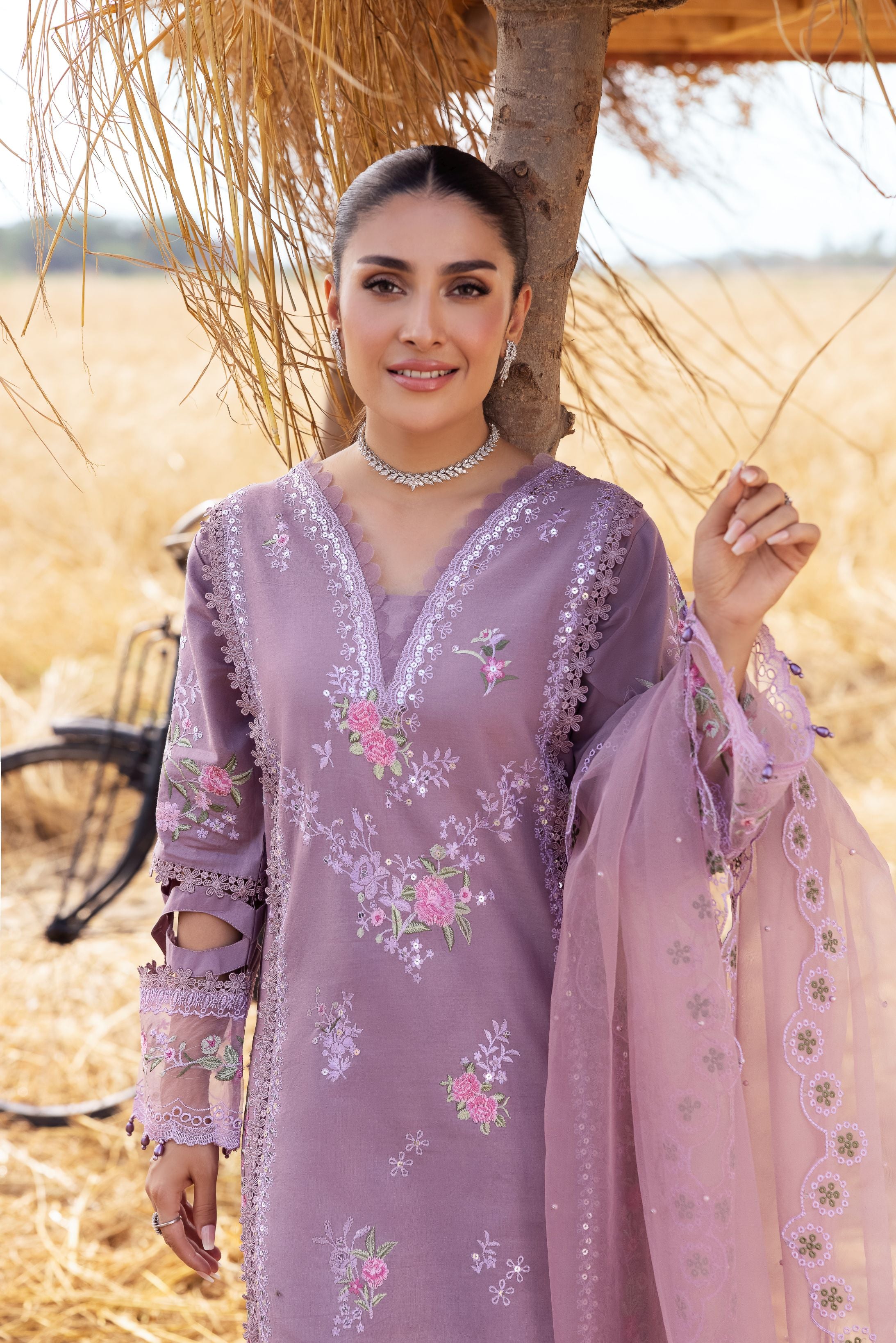 Taaron Jaisi by Mona – Matching Mother Daughter Lavender Cutwork Outfits – TJM5