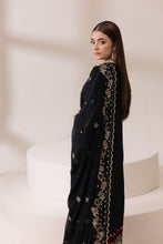 Black Chiffon Embroidered Shirt with Viscose Trousers & Dupatta | Rasm by Mona – MKR7