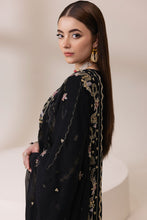 Black Chiffon Embroidered Shirt with Viscose Trousers & Dupatta | Rasm by Mona – MKR7