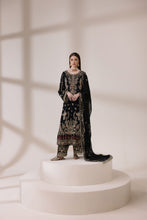 Black Chiffon Embroidered Shirt with Viscose Trousers & Dupatta | Rasm by Mona – MKR7