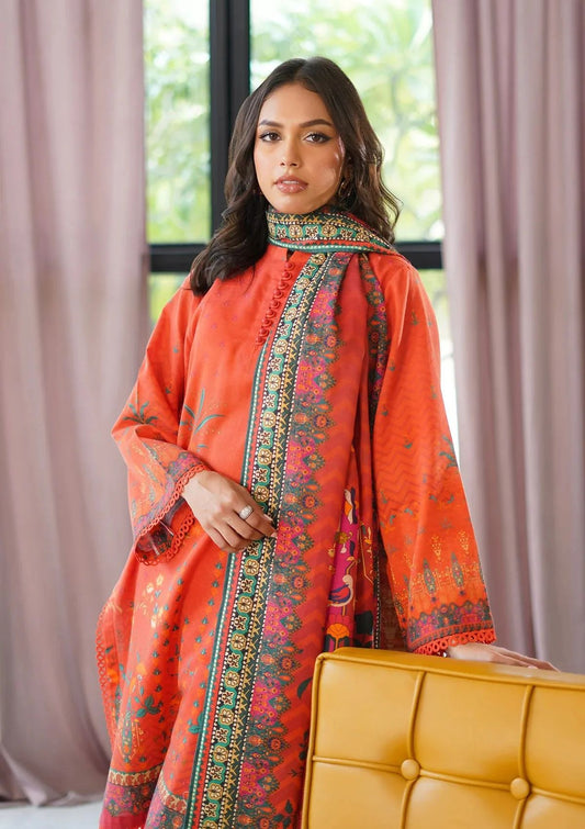 Winter Weaves by Sahar – 3pc Printed Khaddar Floral Suit with Lace Detailing WWS2