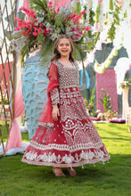 Maroon Maxi with Pearl Net Dupatta | Mother & Daughter Formal Wear by Aroosh TTAH2
