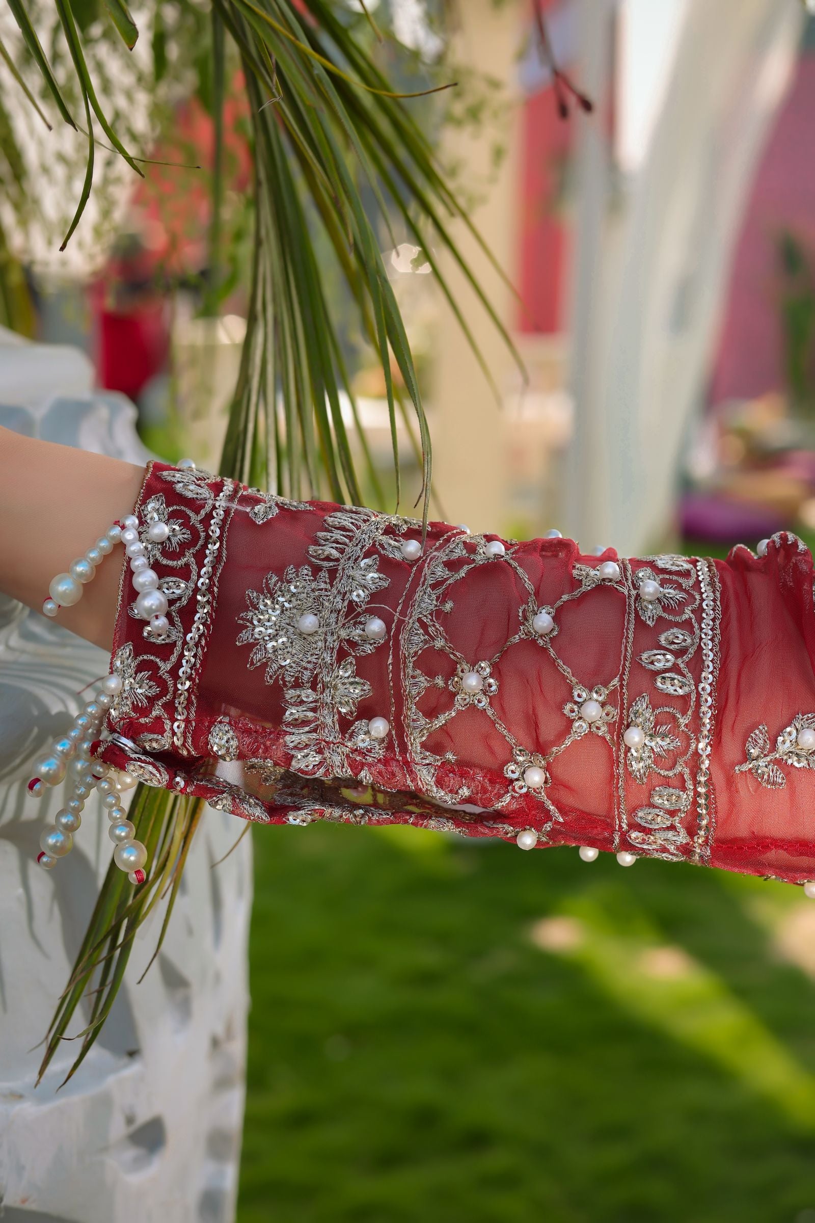 Maroon Maxi with Pearl Net Dupatta | Mother & Daughter Formal Wear by Aroosh TTAH2