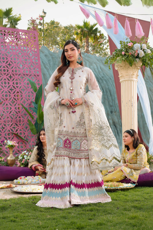 Embroidered Organza Gharara | Twinning Formal Dress by Aroosh TTAH1