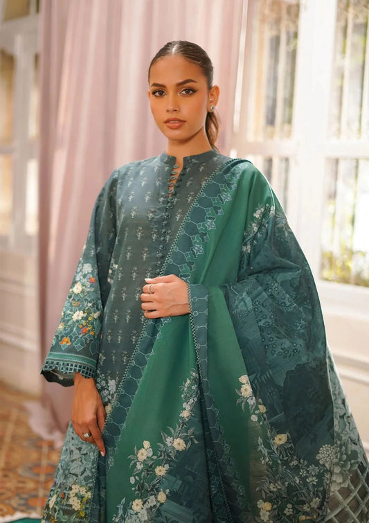 Winter Weaves by Sahar – 3pc Printed Khaddar Floral Suit with Lace Detailing WWS3