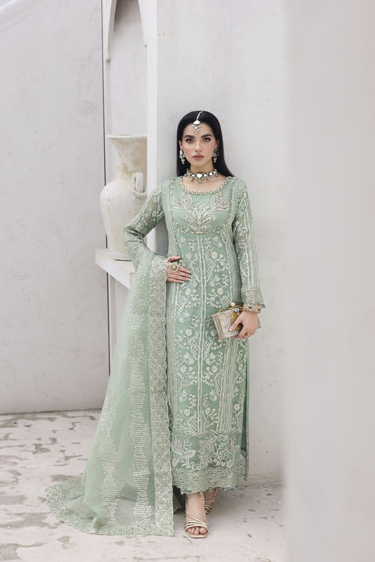 Rasm by Mona – 3pc Organza Formal Pakistani Dress MKR14