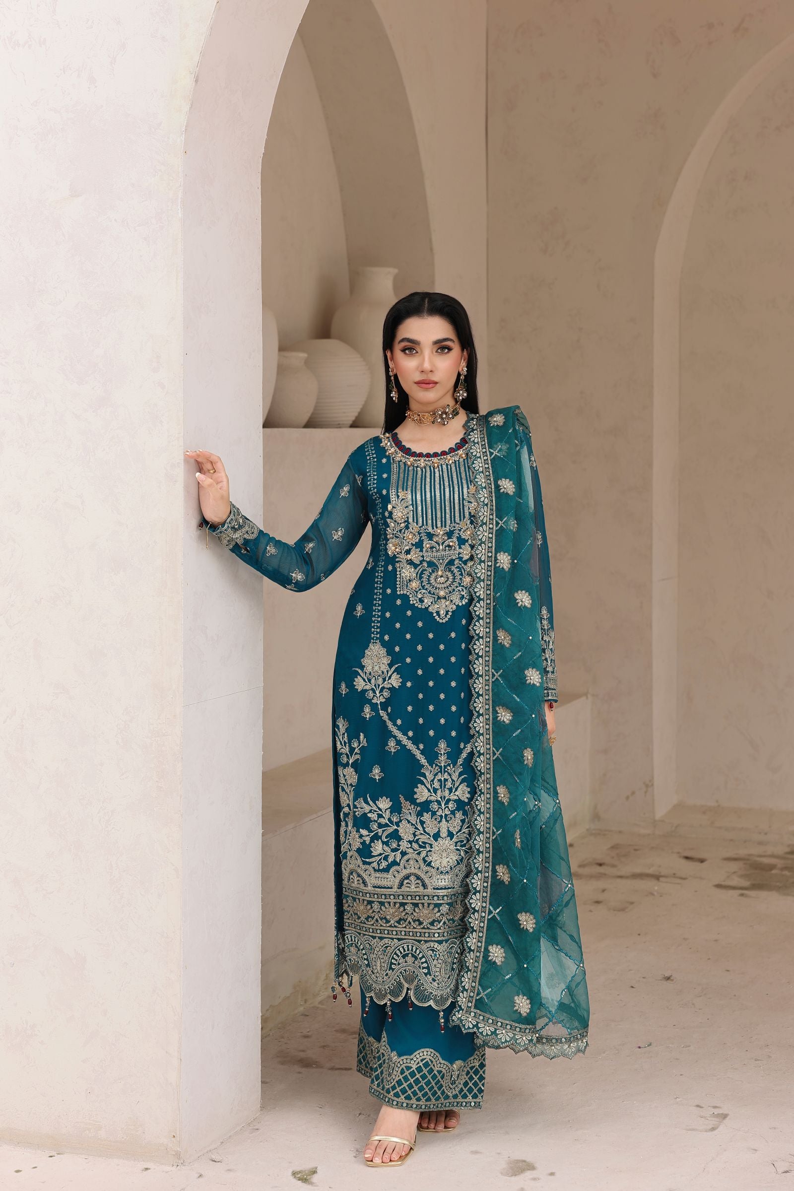 Rasm by Mona – 3pc Chiffon Formal Designer Dress MKR13