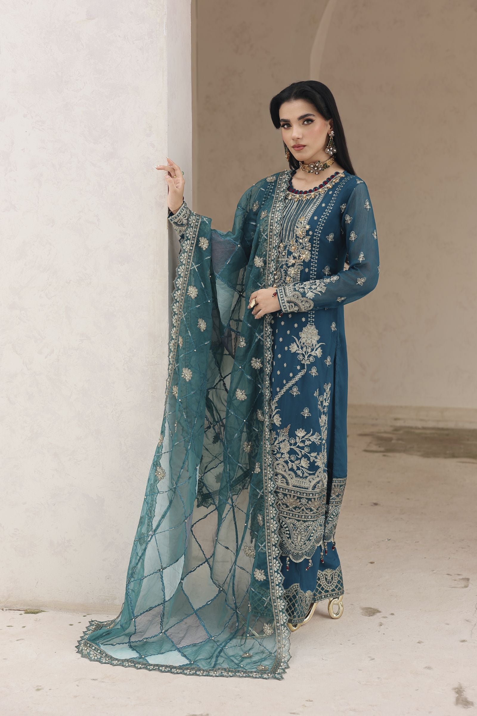 Rasm by Mona – 3pc Chiffon Formal Designer Dress MKR13