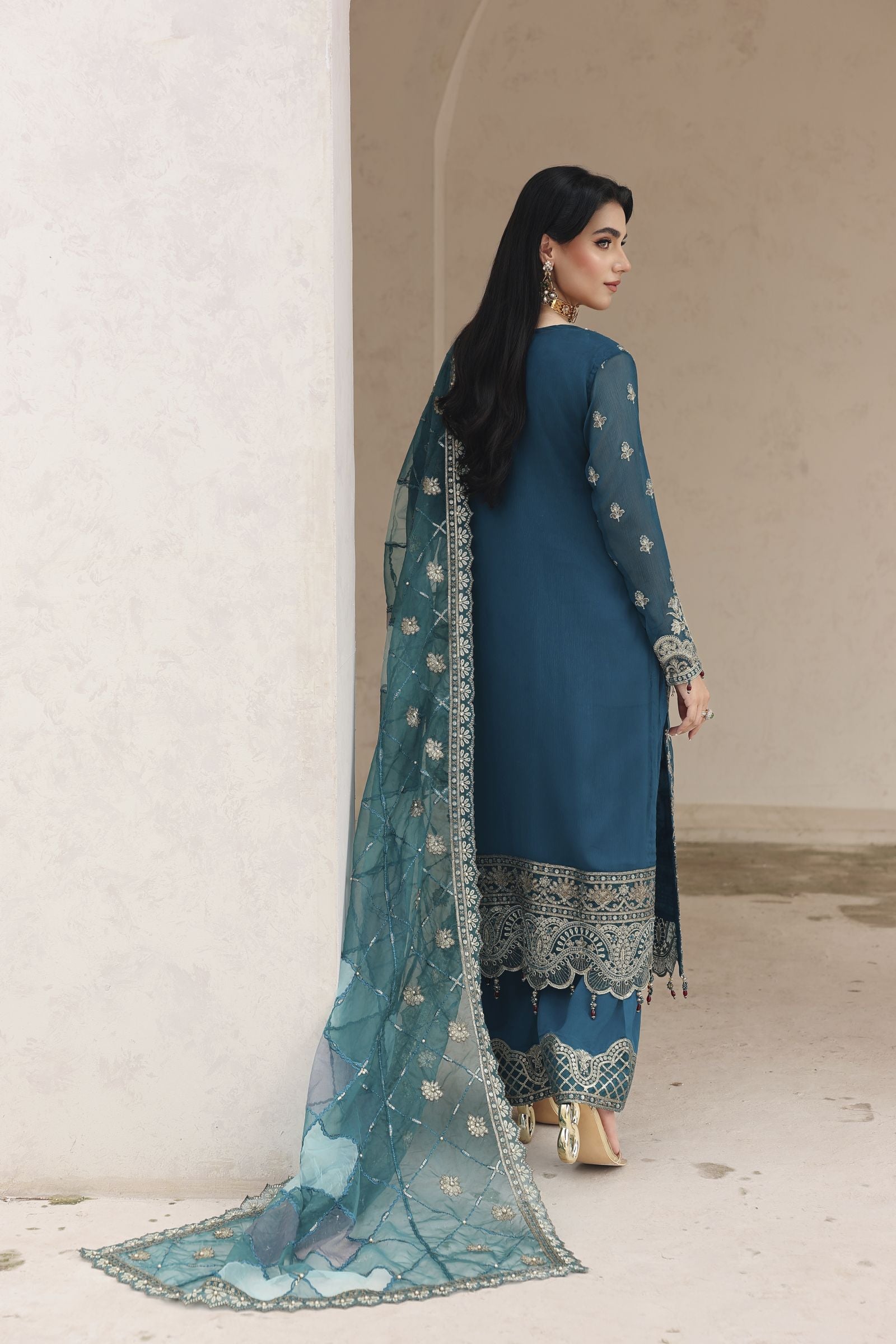 Rasm by Mona – 3pc Chiffon Formal Designer Dress MKR13