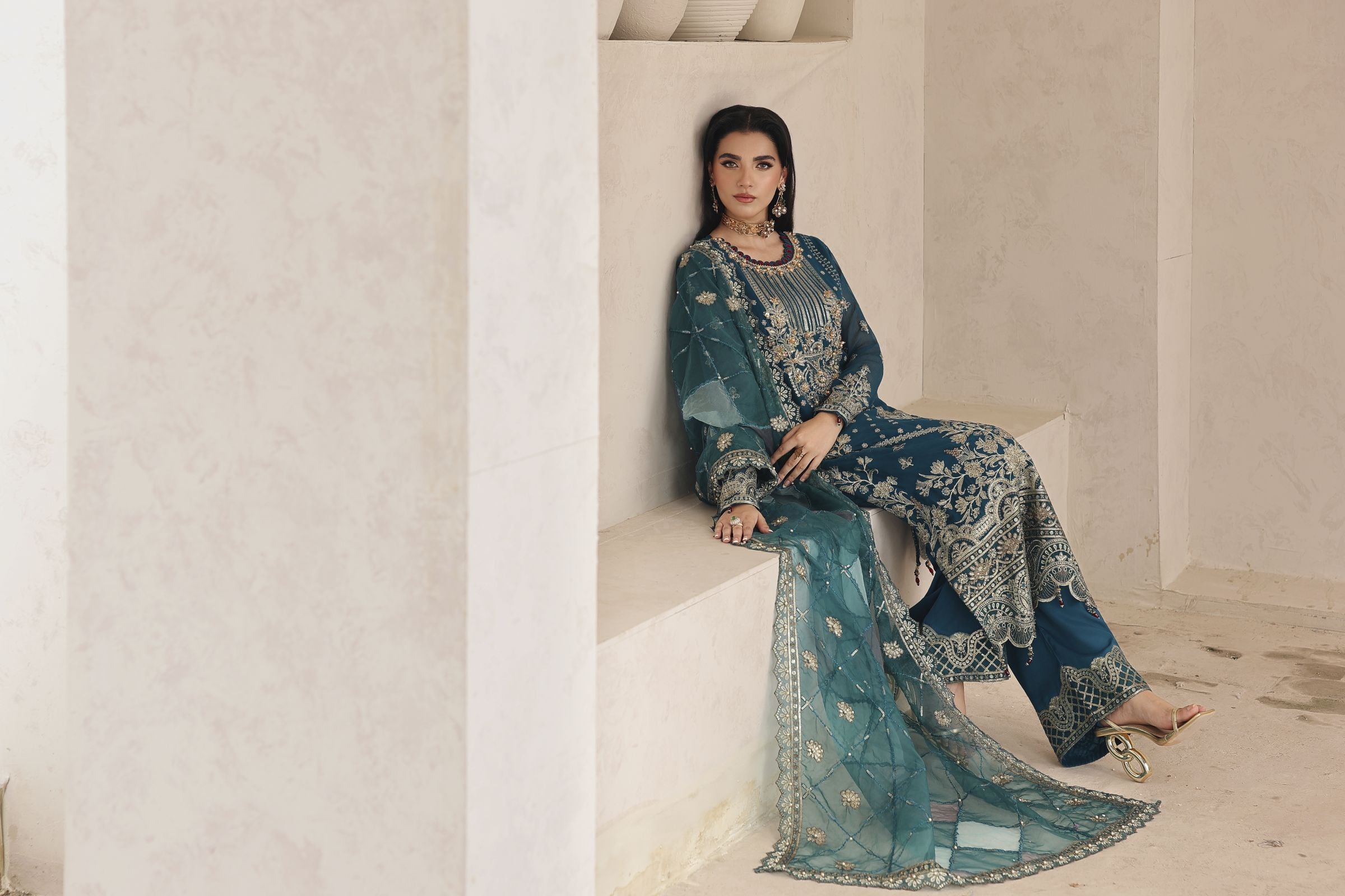 Rasm by Mona – 3pc Chiffon Formal Designer Dress MKR13