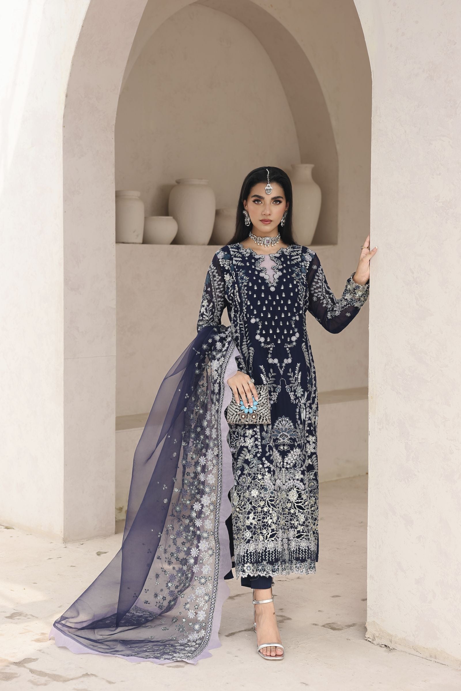 Rasm by Mona – 3pc Chiffon Formal Dress MKR12