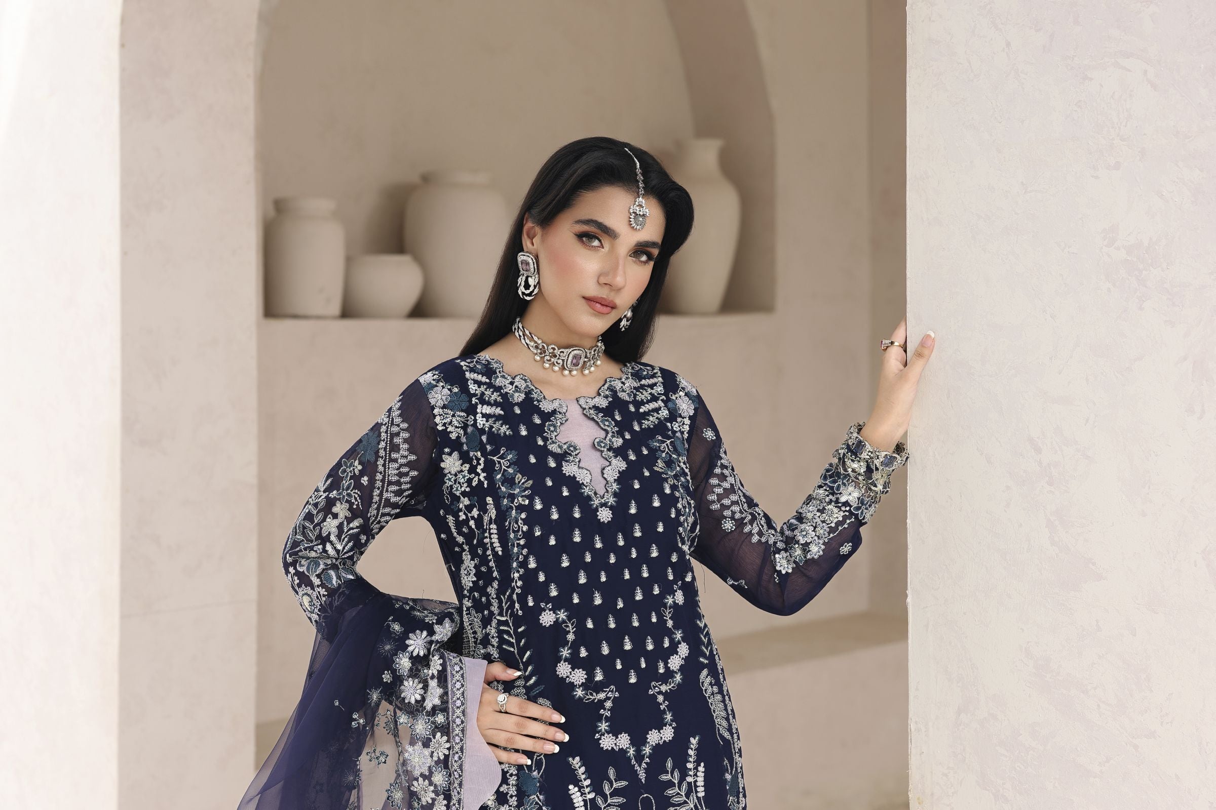 Rasm by Mona – 3pc Chiffon Formal Dress MKR12