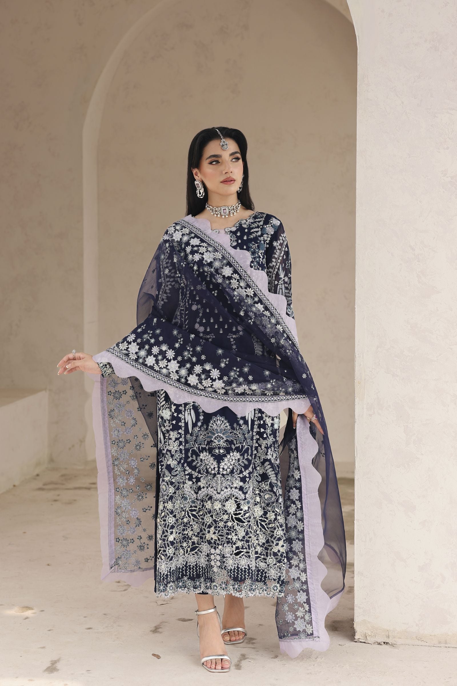 Rasm by Mona – 3pc Chiffon Formal Dress MKR12