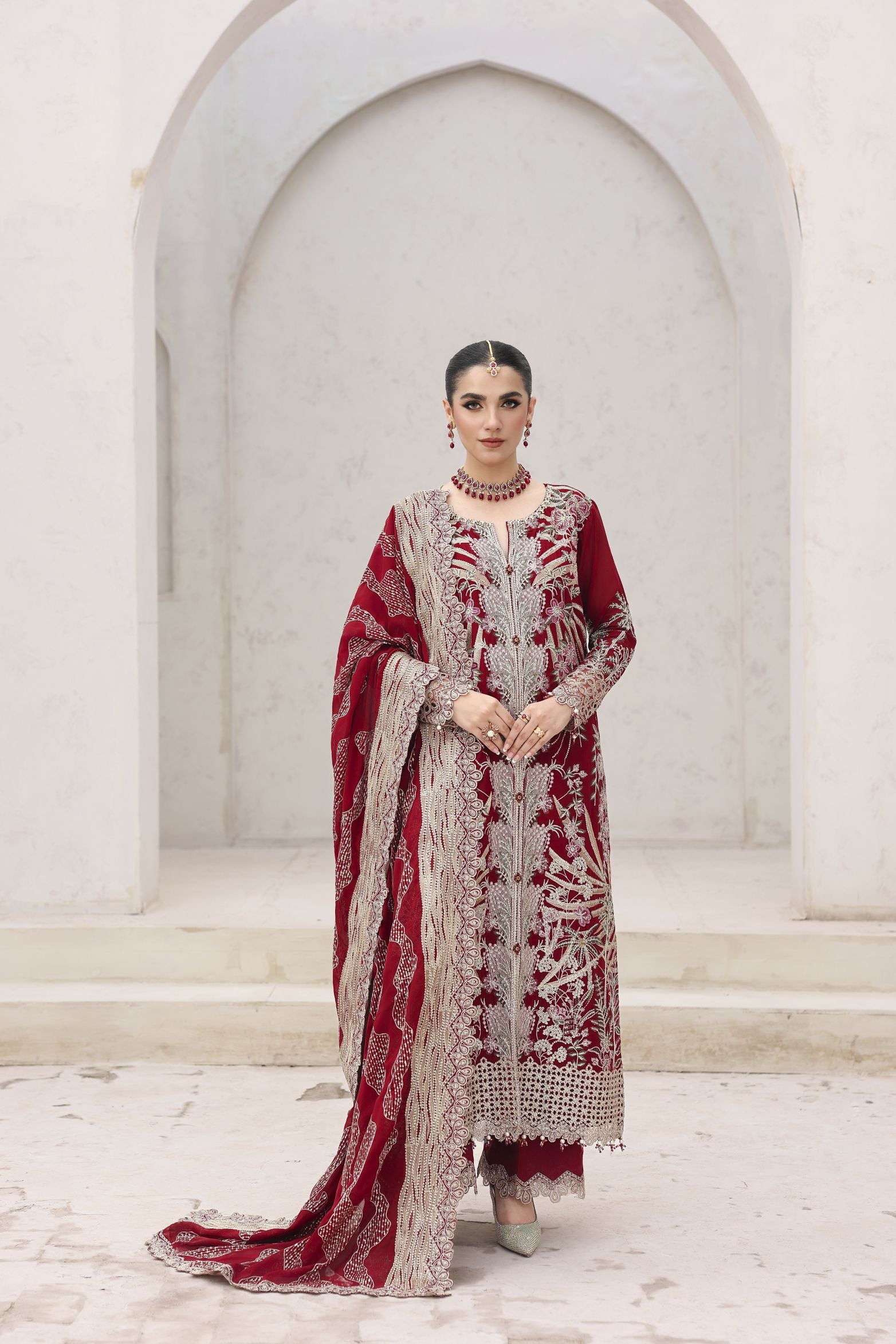 Rasm by Mona – 3pc Chiffon Formal Pakistani Dress MKR10