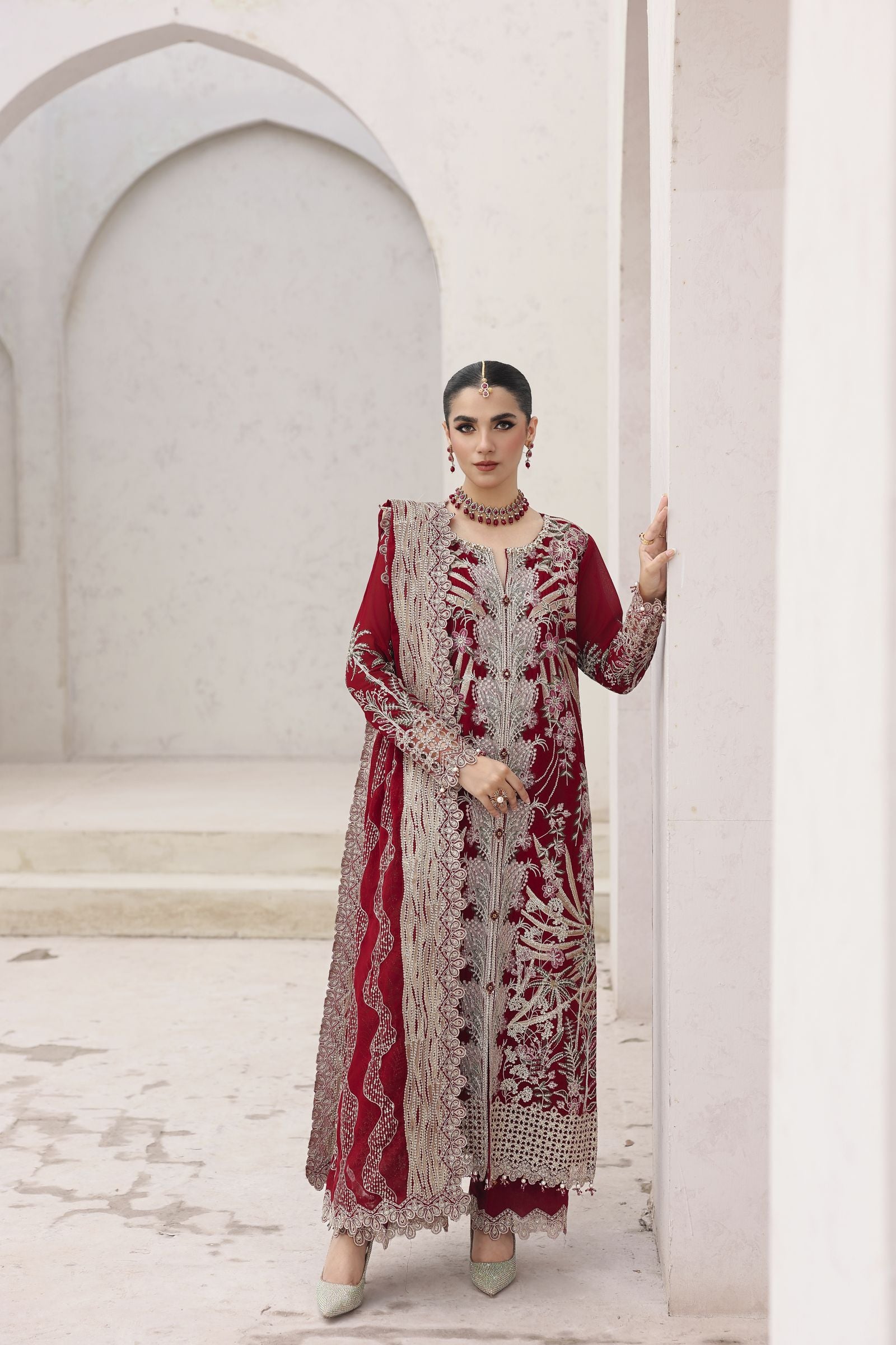 Rasm by Mona – 3pc Chiffon Formal Pakistani Dress MKR10