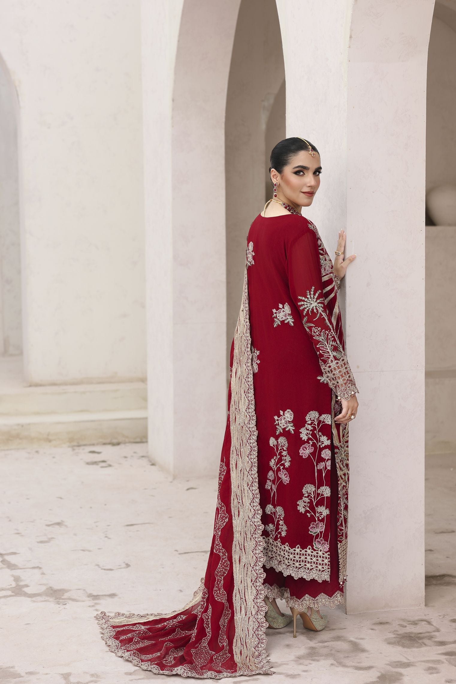Rasm by Mona – 3pc Chiffon Formal Pakistani Dress MKR10