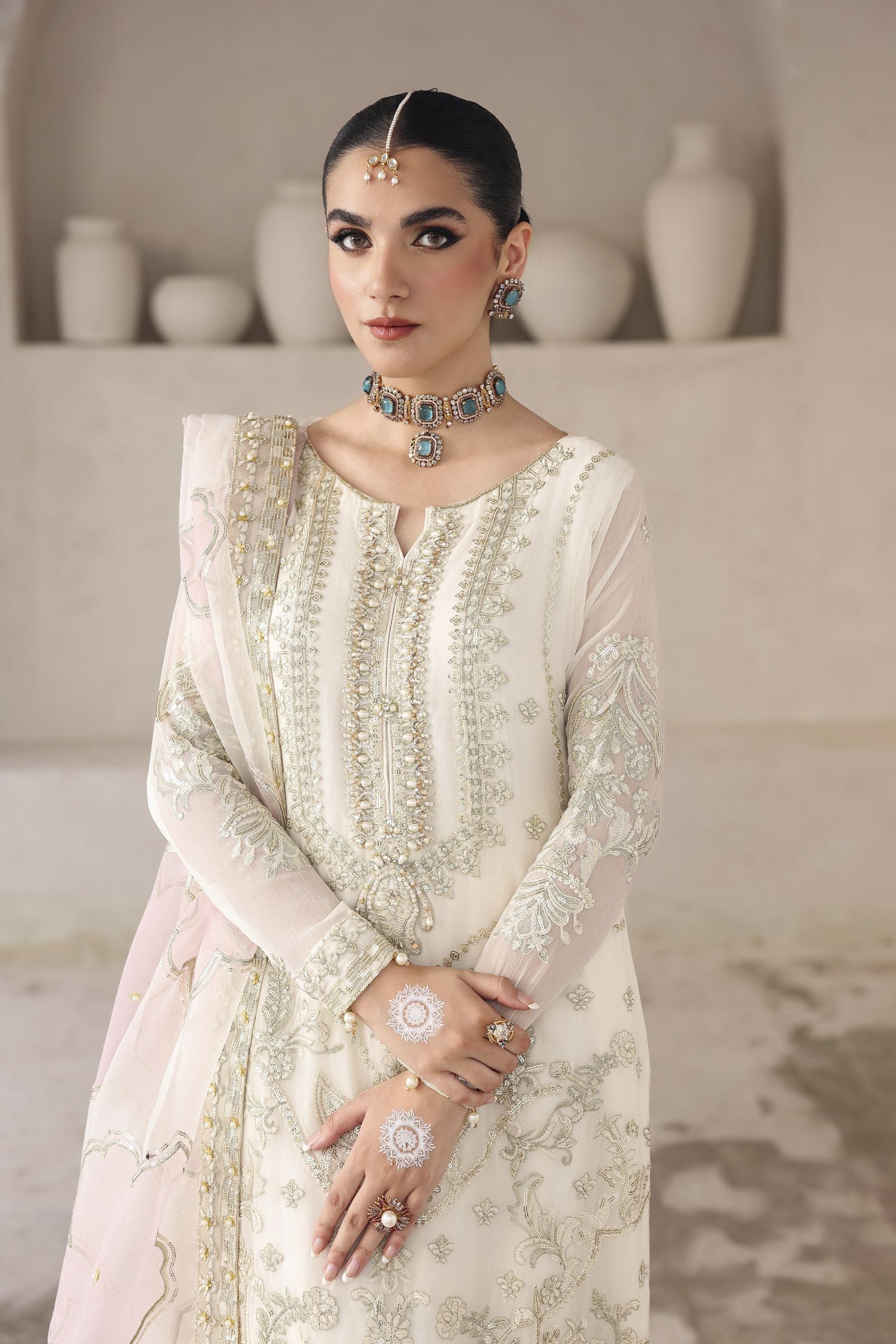 Rasm by Mona – 3pc Chiffon Formal Dress with Farshi Shalwar MKR11