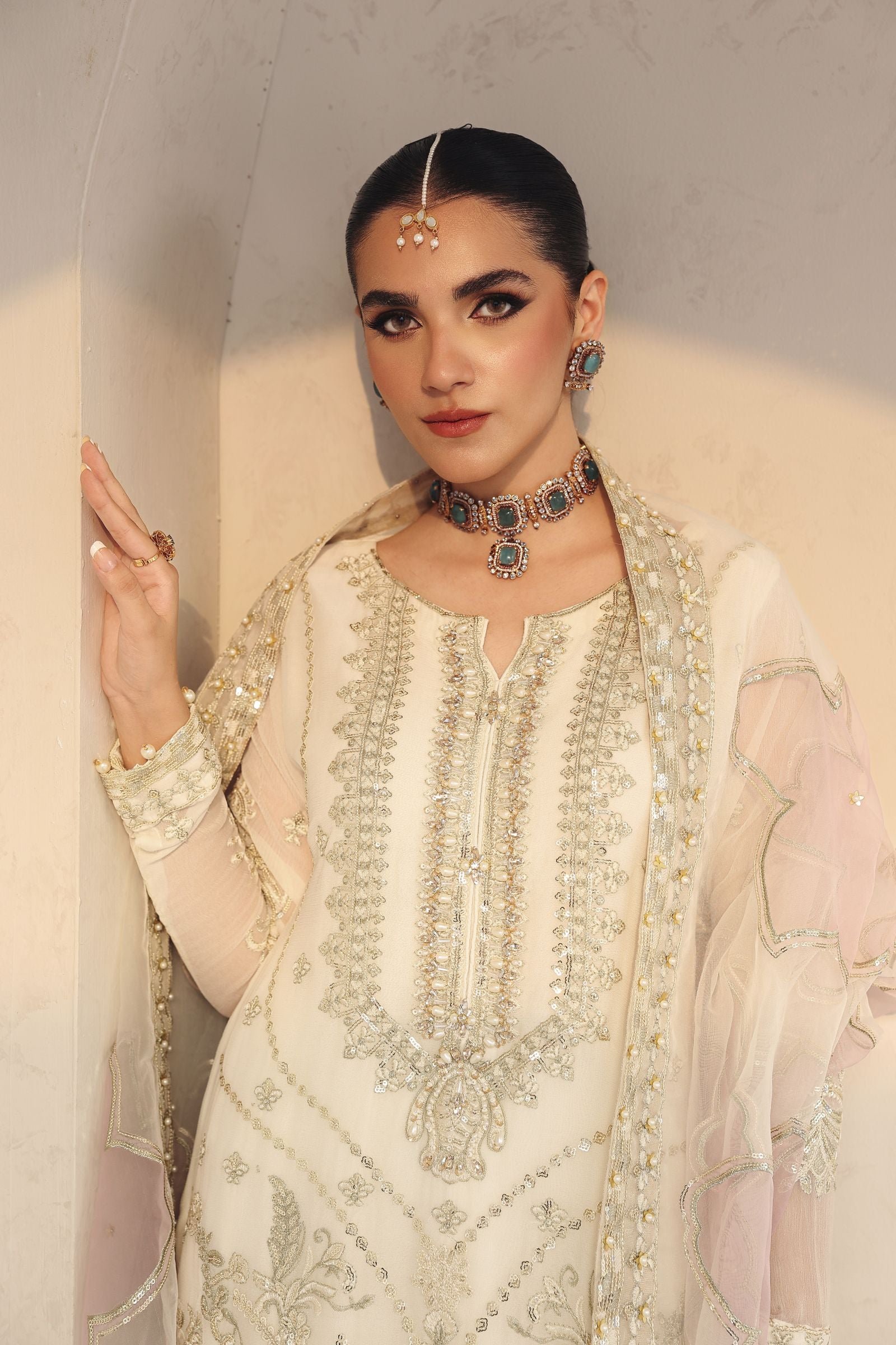 Rasm by Mona – 3pc Chiffon Formal Dress with Farshi Shalwar MKR11