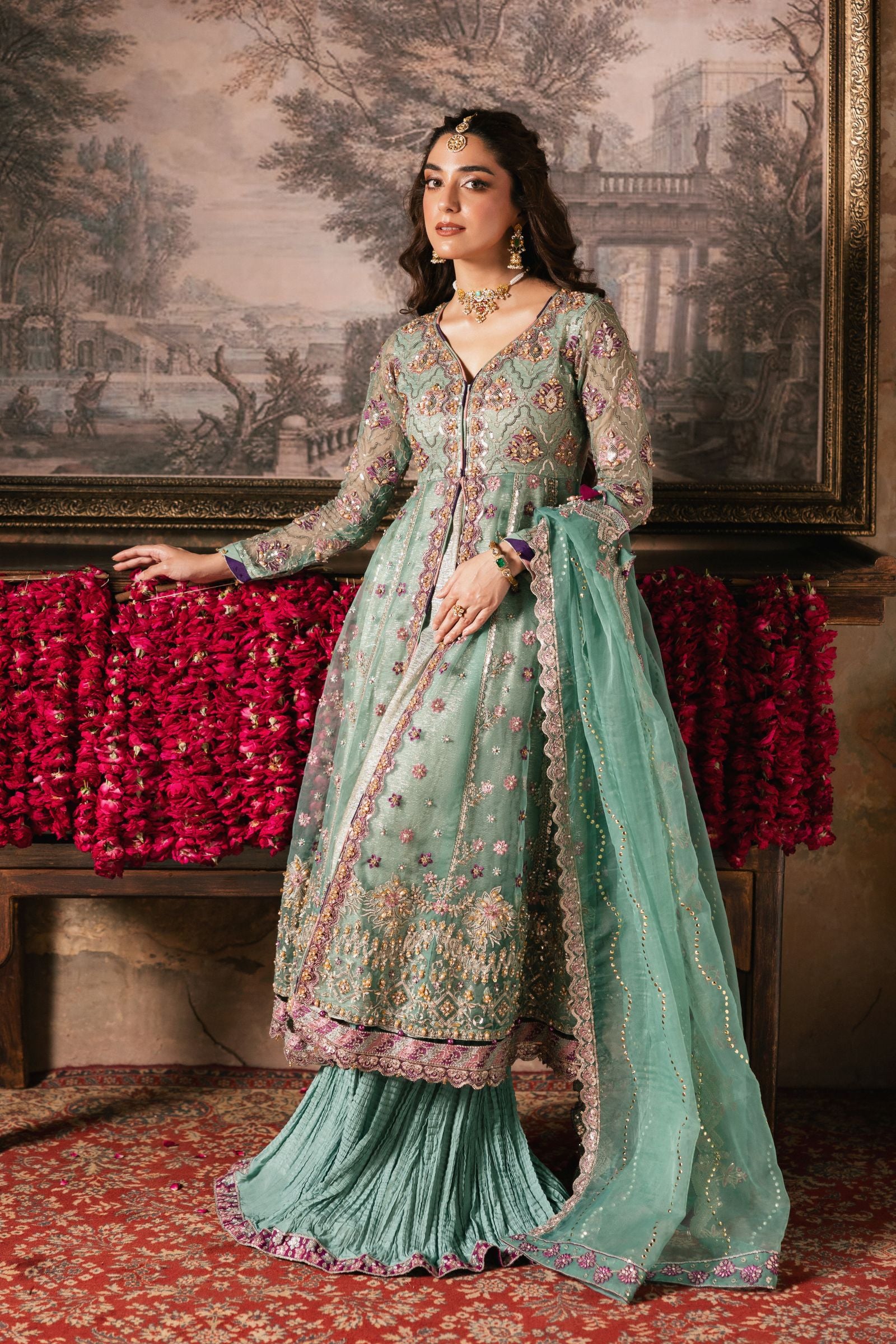 The Maya Edition by Mona – Handworked Organza Front-Open Maxi & Shararah Maya2