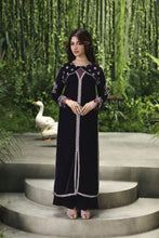 Velvet Story by Ain – Deep Purple Embroidered Velvet Dress VSA2