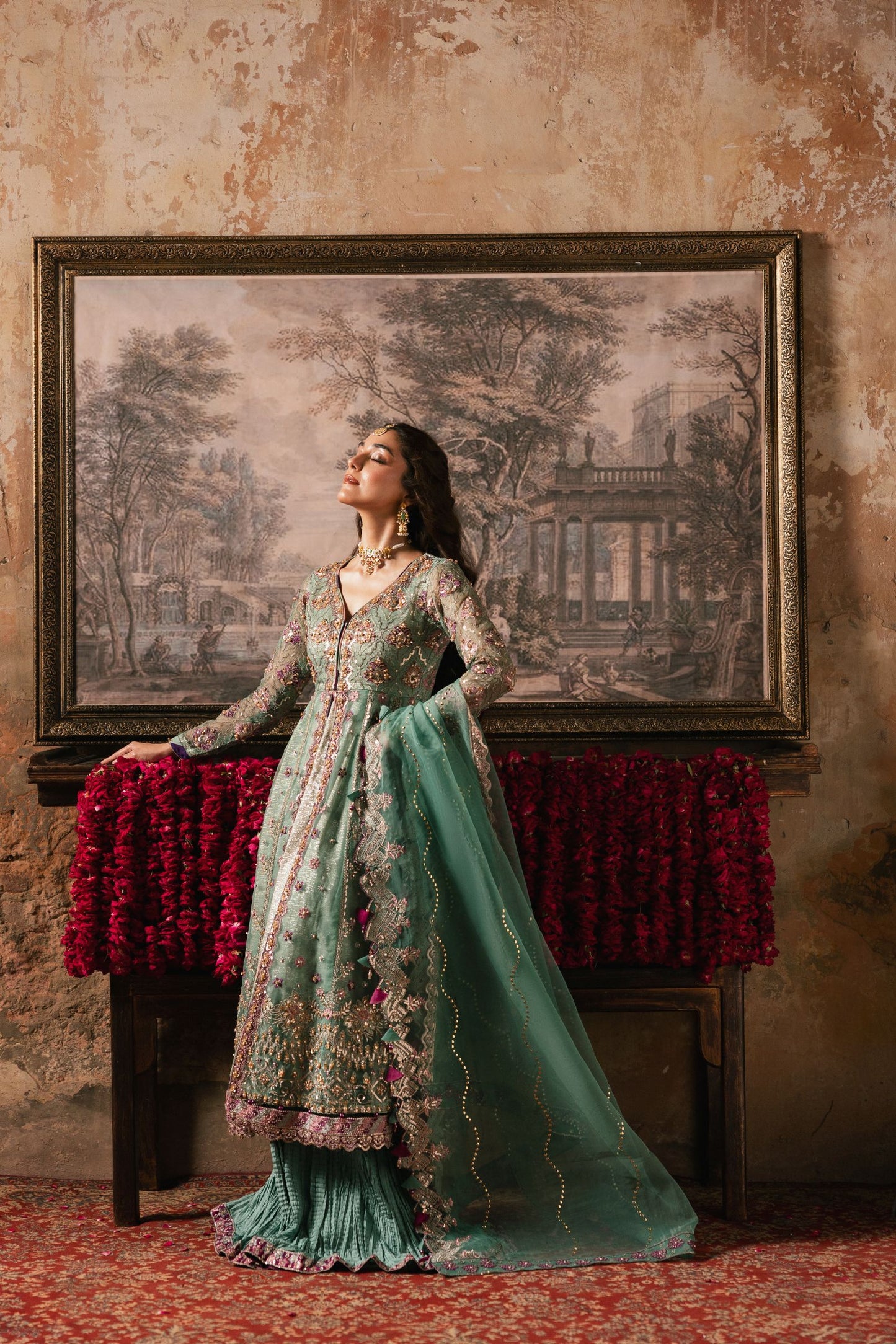 The Maya Edition by Mona – Handworked Organza Front-Open Maxi & Shararah Maya2