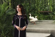 Velvet Story by Ain – Deep Purple Embroidered Velvet Dress VSA2