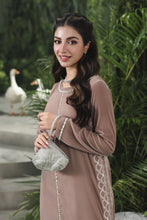 Velvet Story by Ain – Embellished Taupe Velvet Dress VSA3