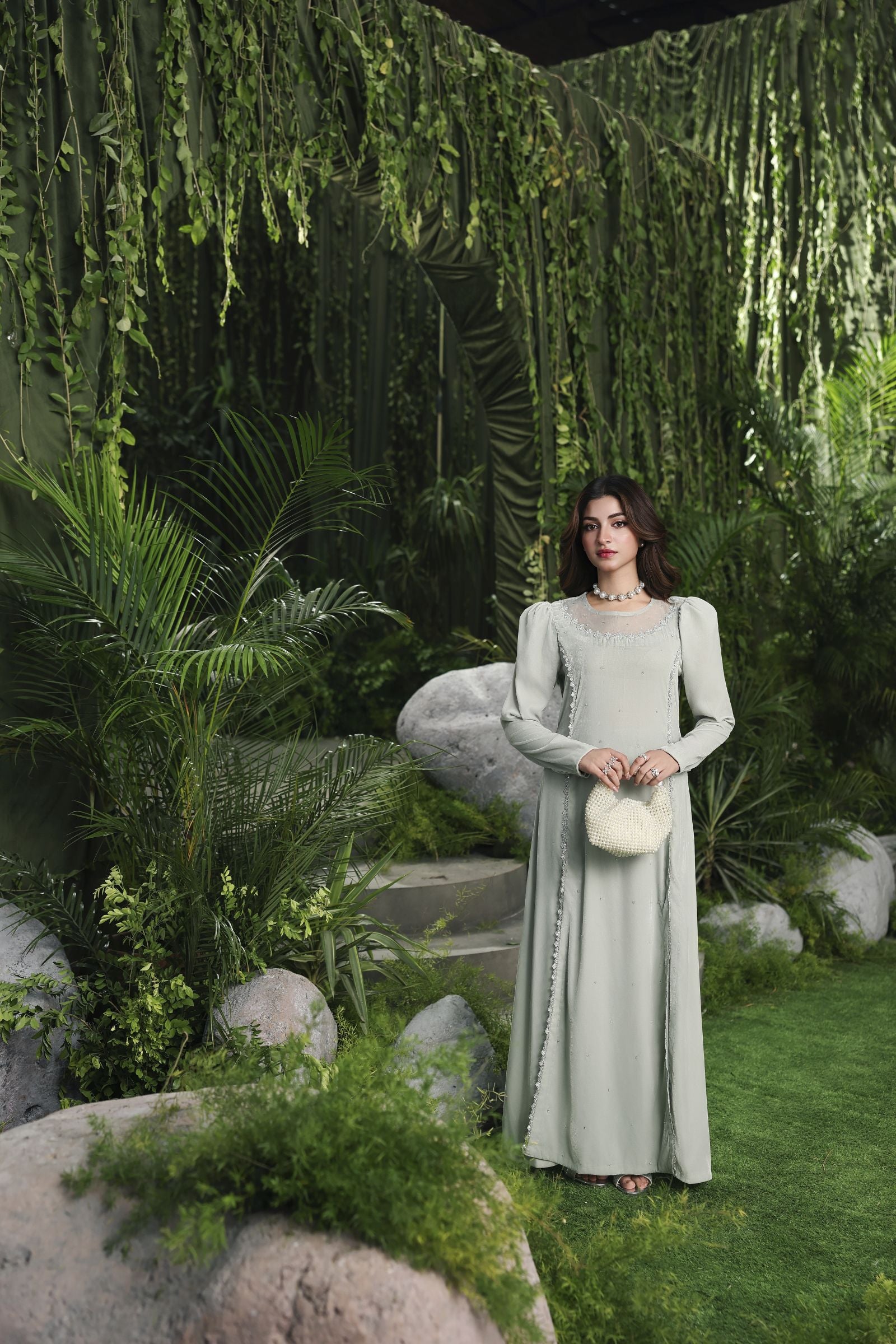 Velvet Story by Ain – Luxury Embellished Velvet Long Dress VSA8