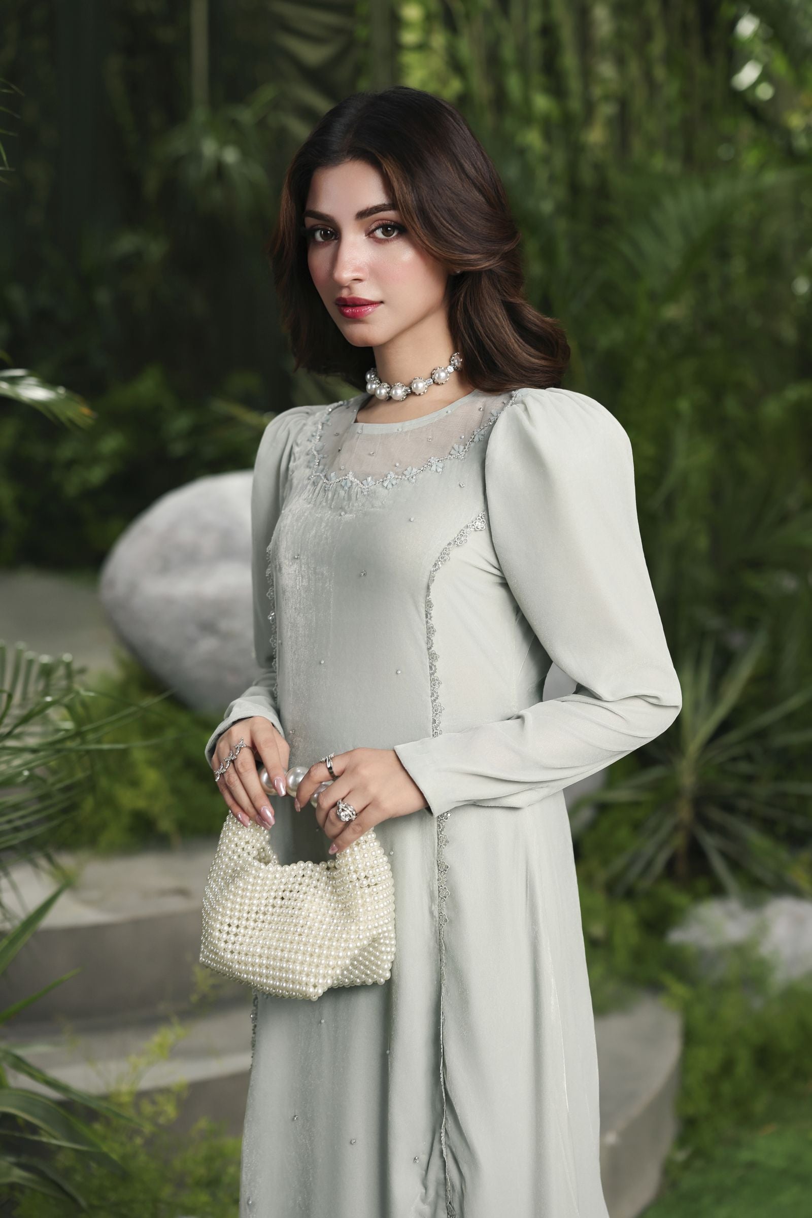 Velvet Story by Ain – Luxury Embellished Velvet Long Dress VSA8