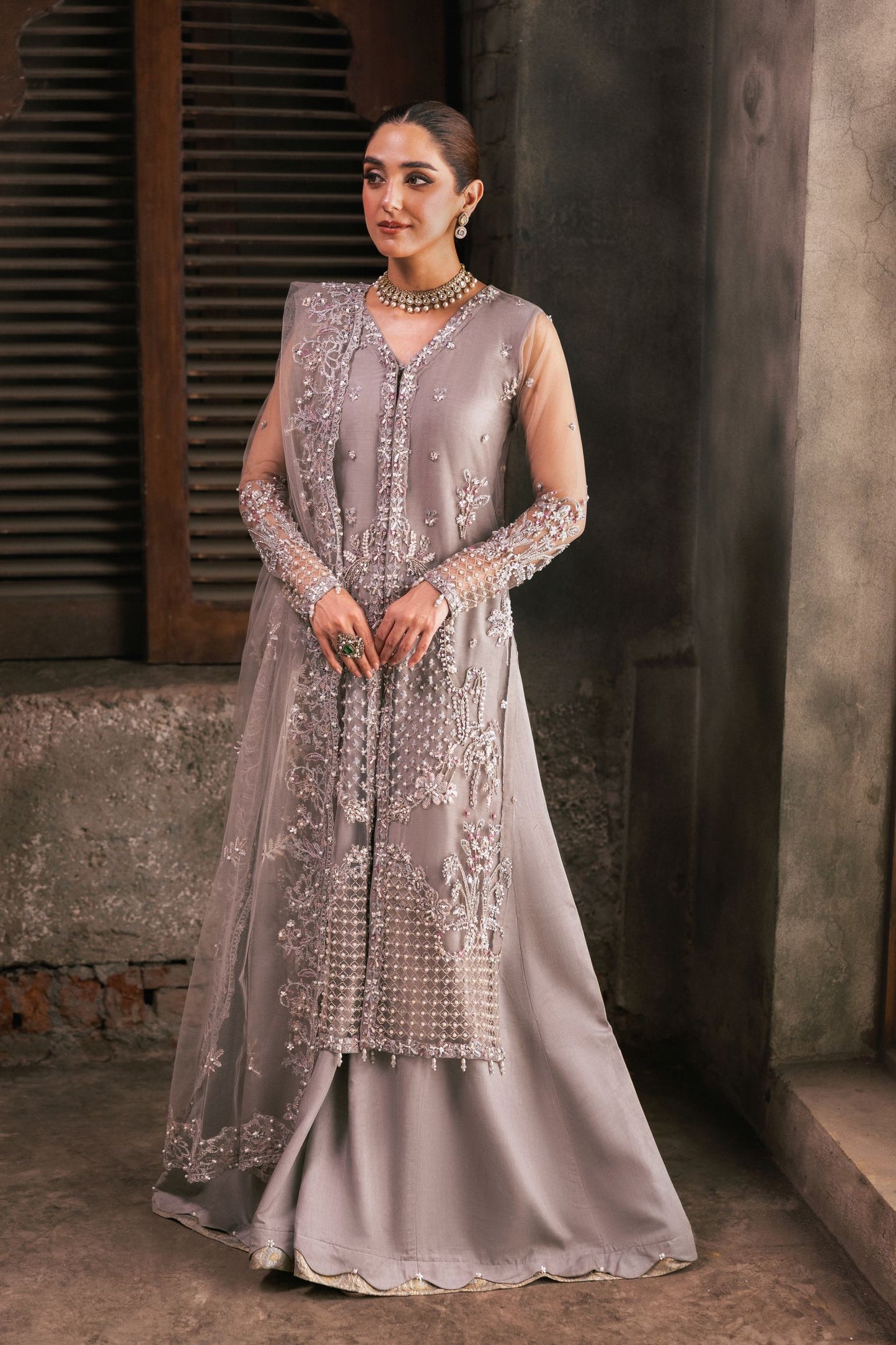The Maya Edition by Mona – Handworked Net Gown with Shararah Maya6