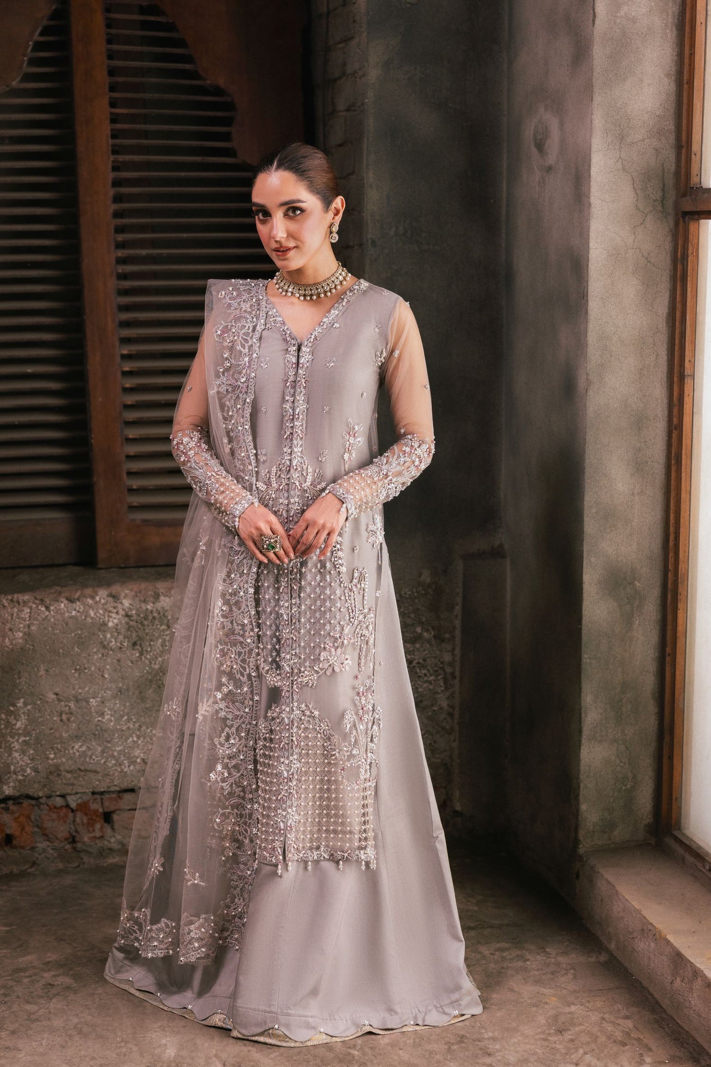 The Maya Edition by Mona – Handworked Net Gown with Shararah Maya6