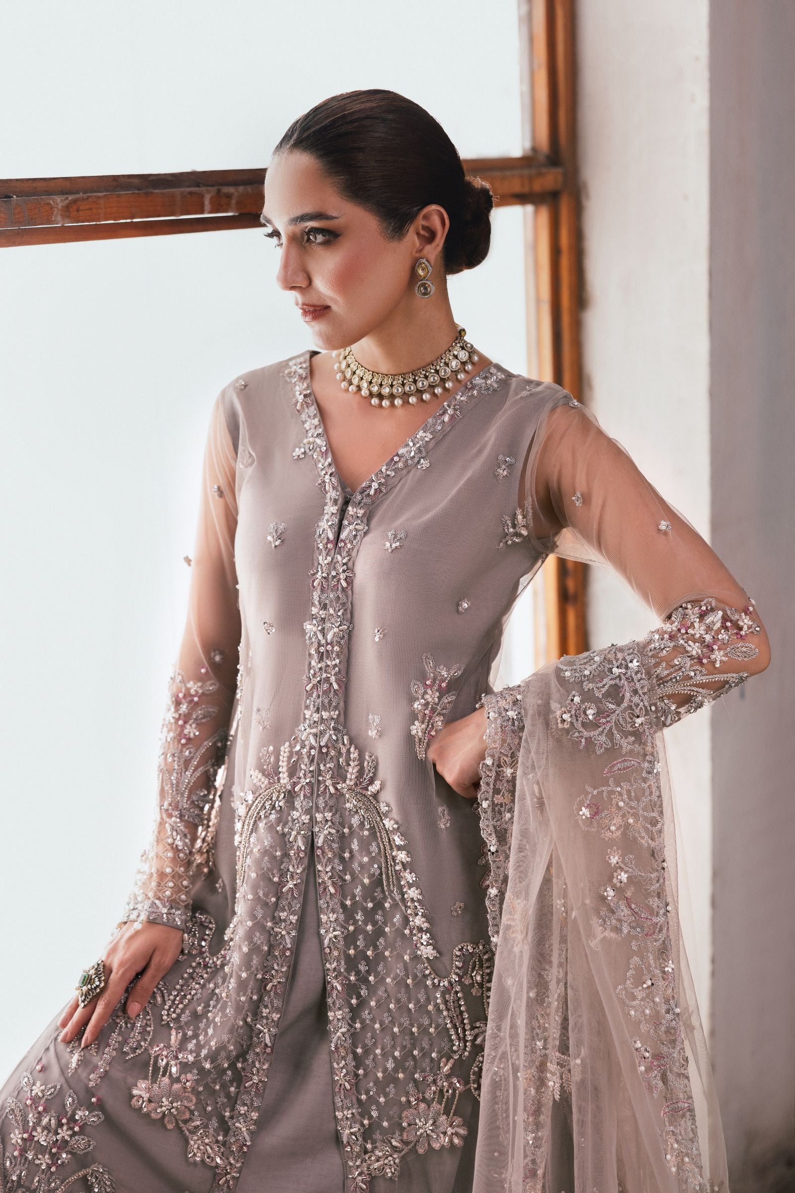 The Maya Edition by Mona – Handworked Net Gown with Shararah Maya6