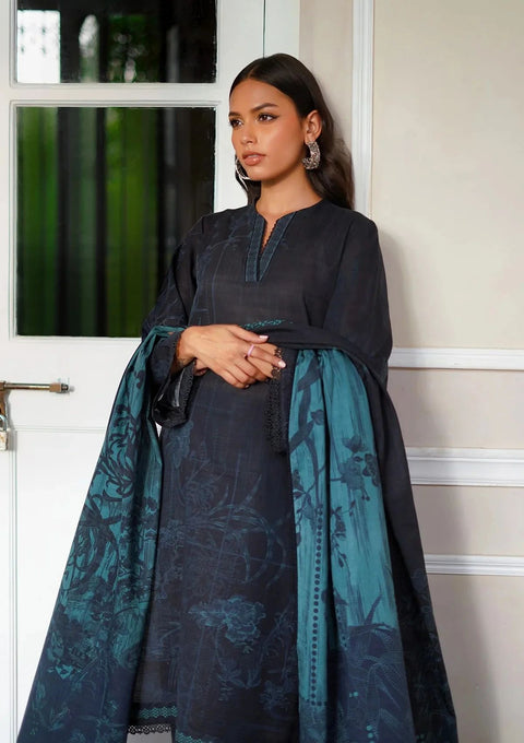 Winter Weaves by Sahar – 3pc Floral Printed Khaddar Suit with Lace Detailing WWS9