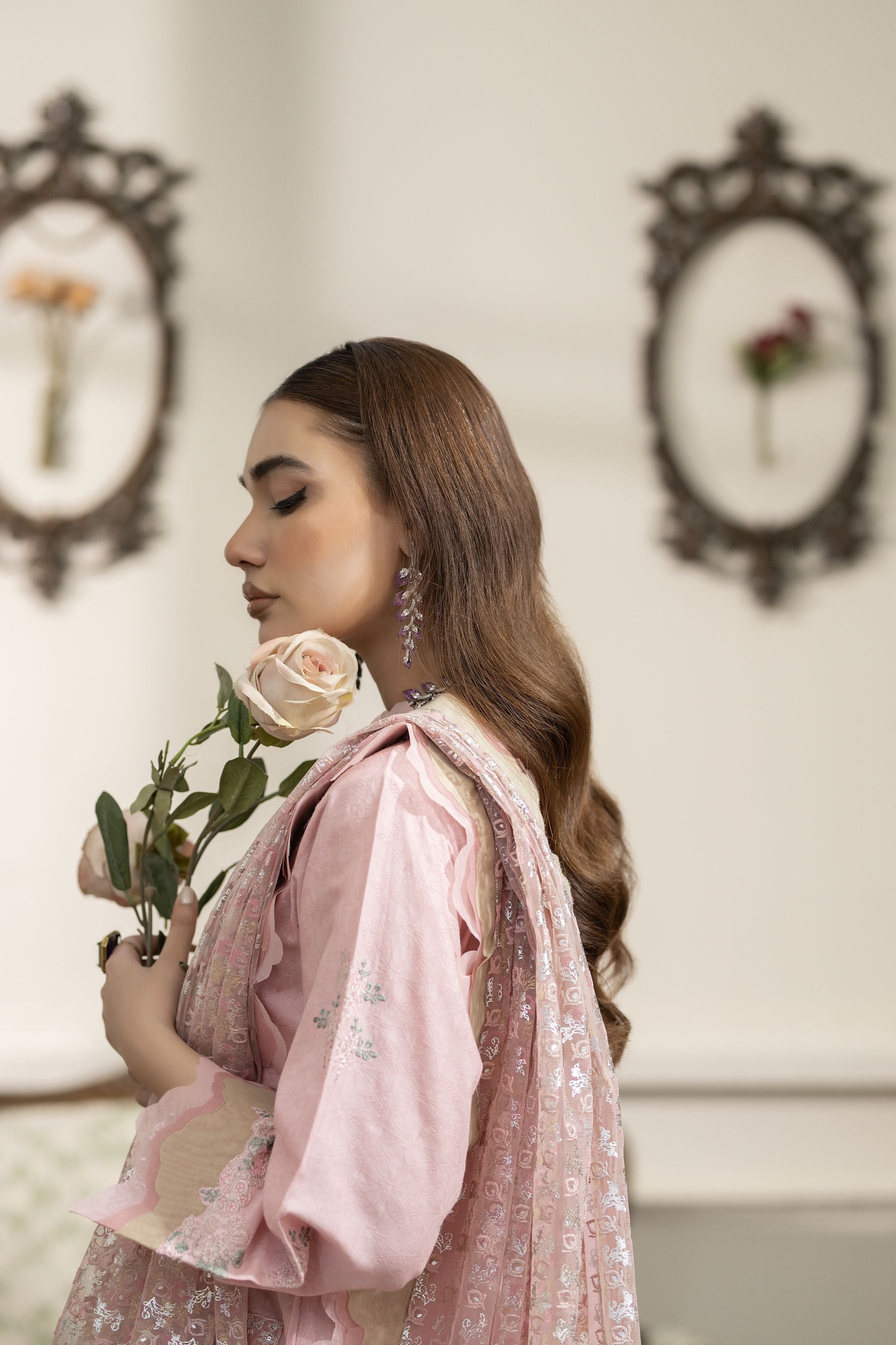 3pc Summer Sequin Embroidered Cotton Jacquard Suit Reet by Mona RBY6