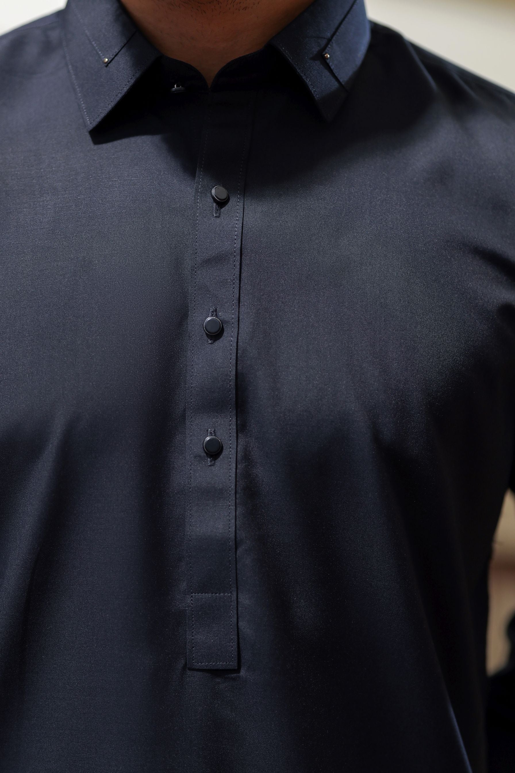 Ally's Navy Blue Wash & Wear Kurta Shalwar– Ready to Wear | MBA1