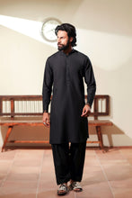 Ally's Jet Black Wash & Wear Kurta Shalwar – Ready to Wear | MBA3