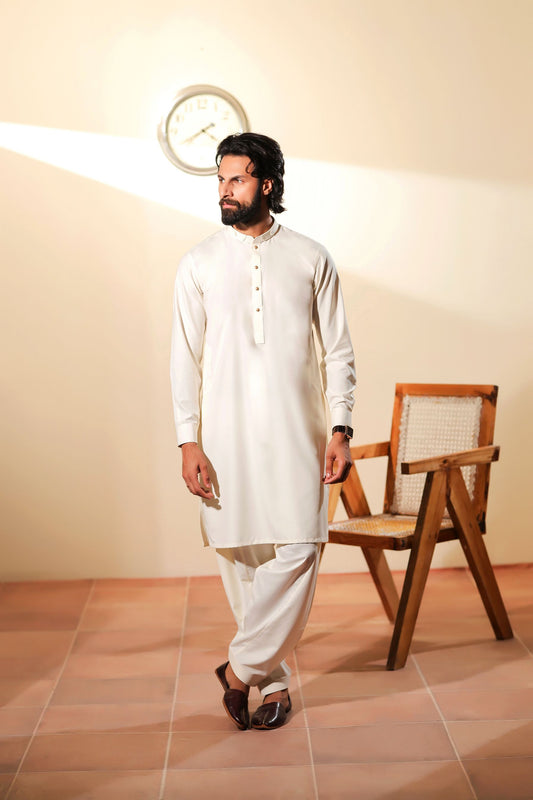 Ally's Off-White Wash & Wear Kurta Shalwar – Ready to Wear | MBA4