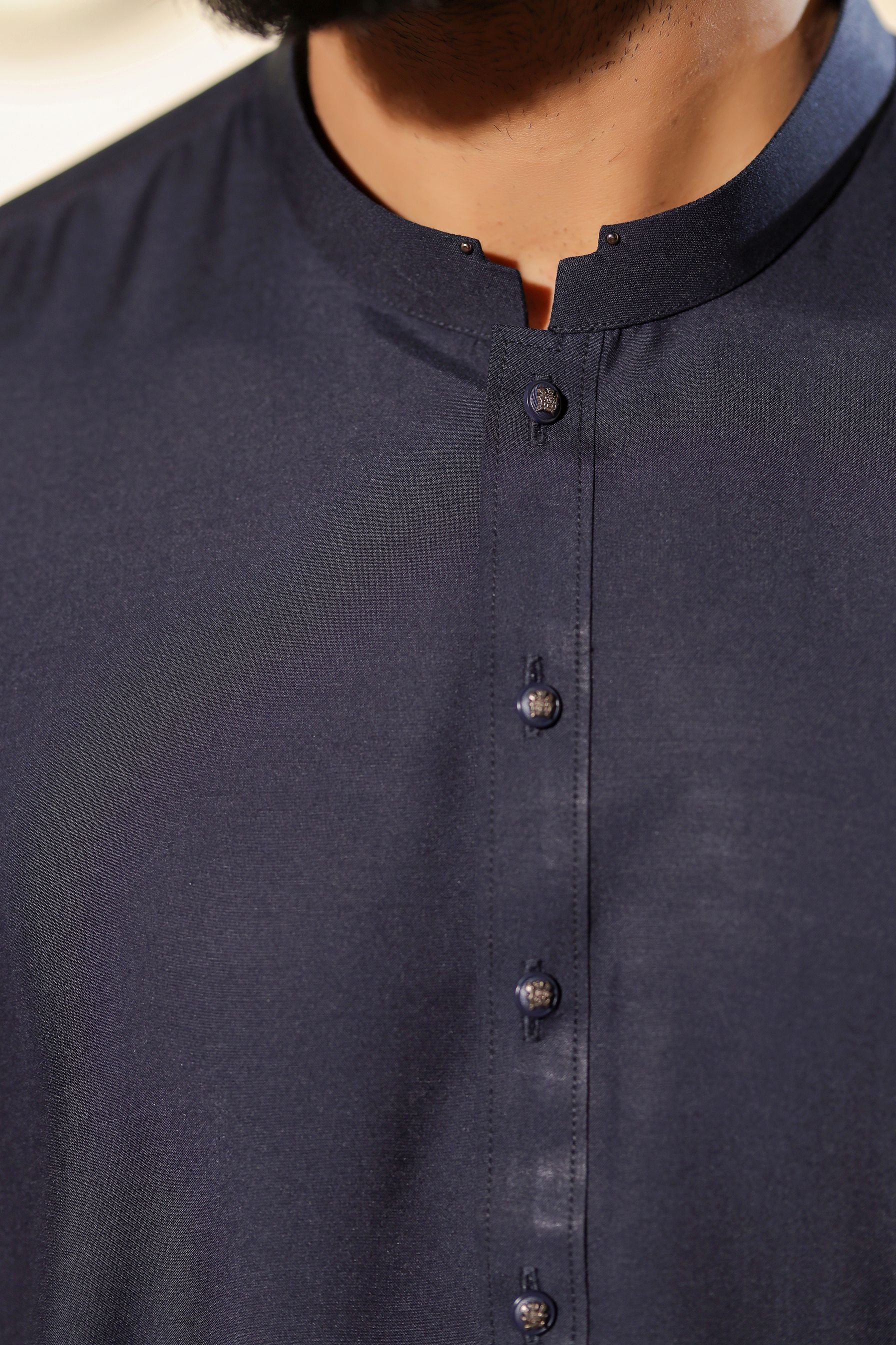 Ally's Midnight Blue Wash & Wear Kurta Shalwar – Ready to Wear | MBA5