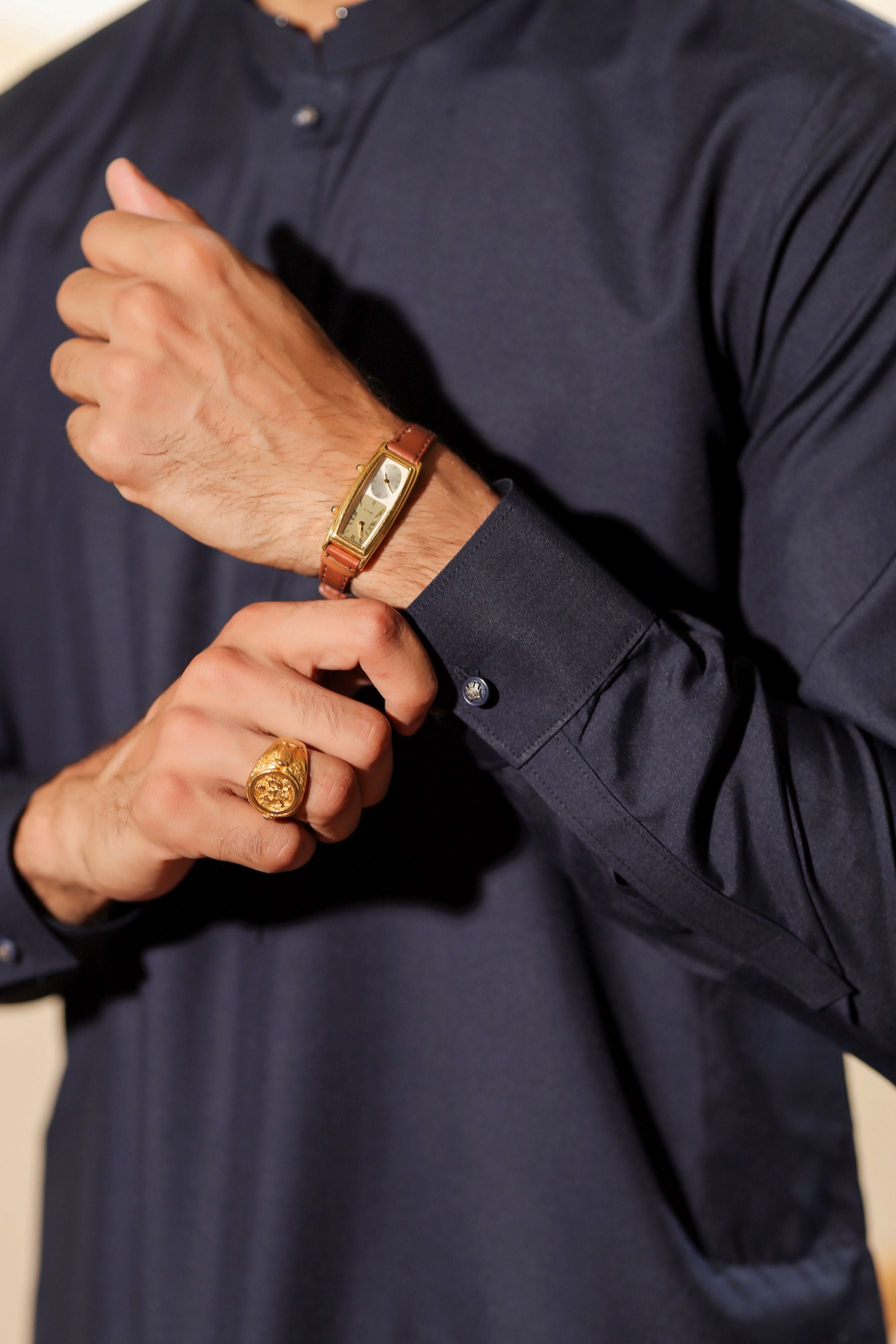 Ally's Midnight Blue Wash & Wear Kurta Shalwar – Ready to Wear | MBA5