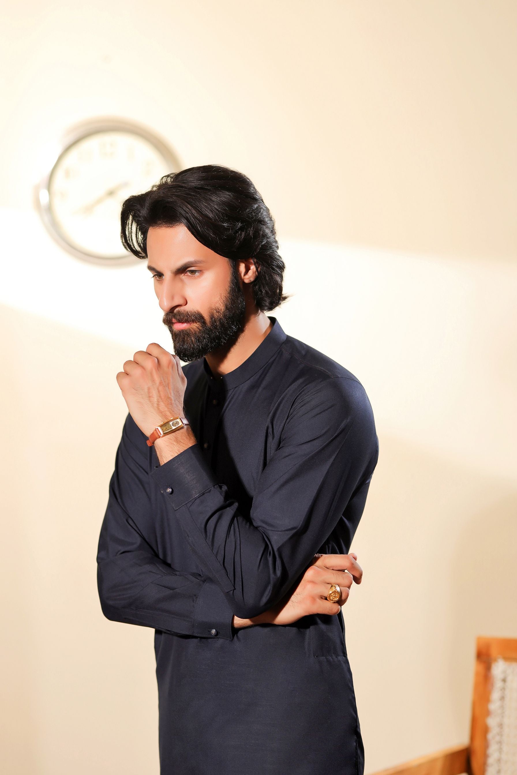 Ally's Midnight Blue Wash & Wear Kurta Shalwar – Ready to Wear | MBA5